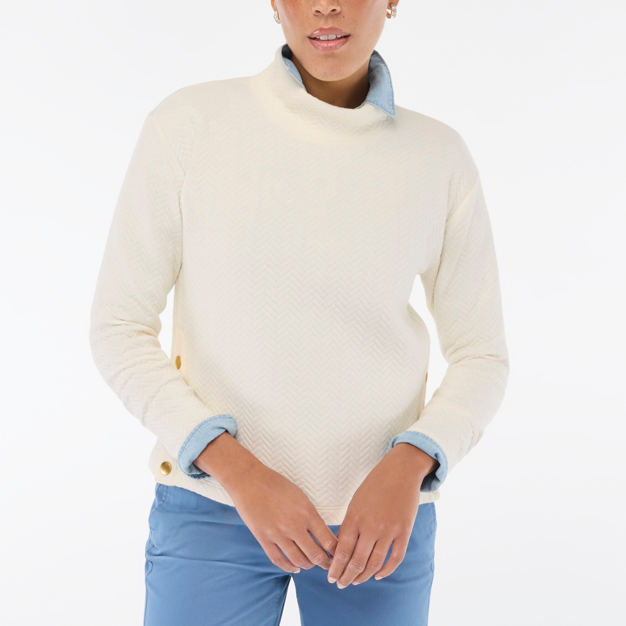 Herringbone mockneck sweatshirt