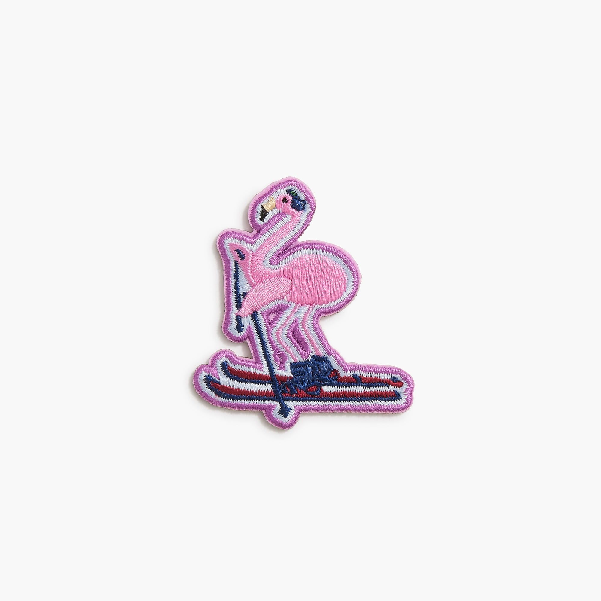 Skiing flamingo sticker patch
