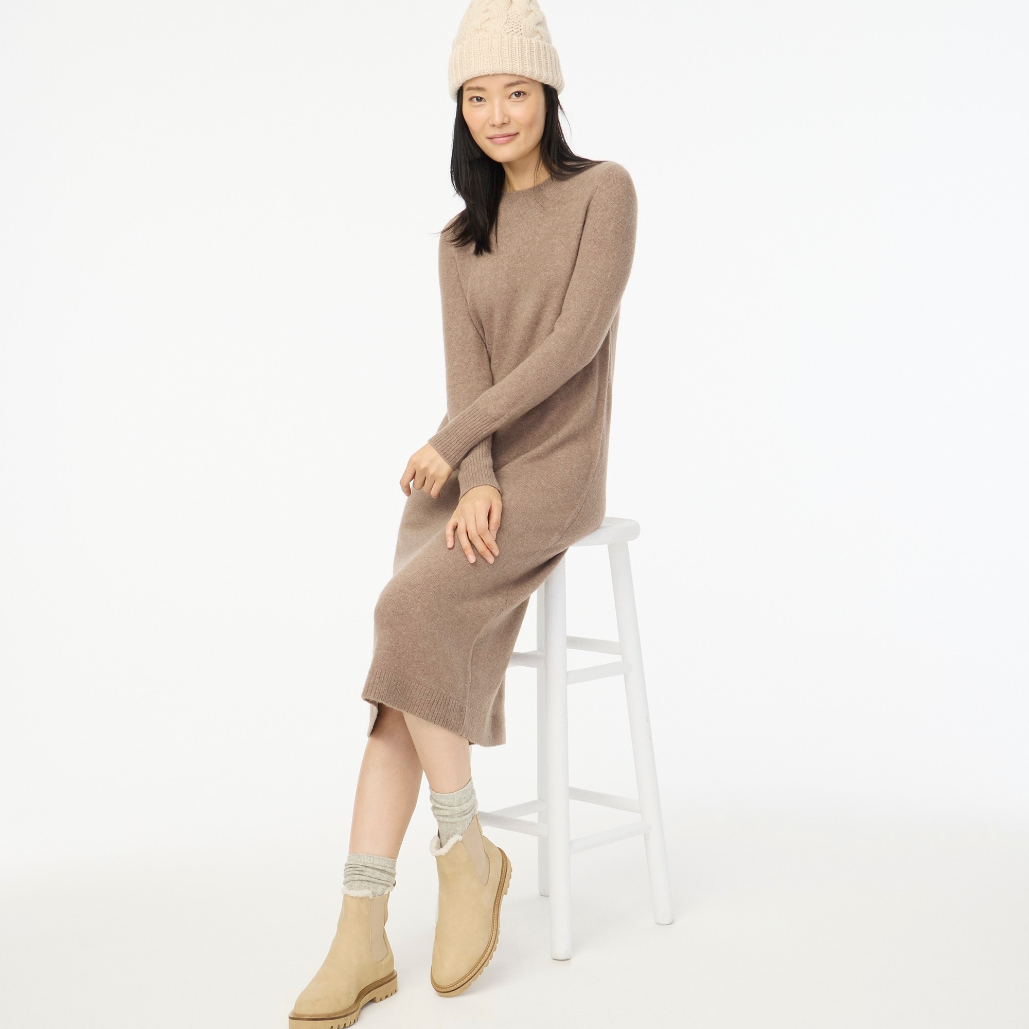 Midi sweater-dress in extra-soft yarn