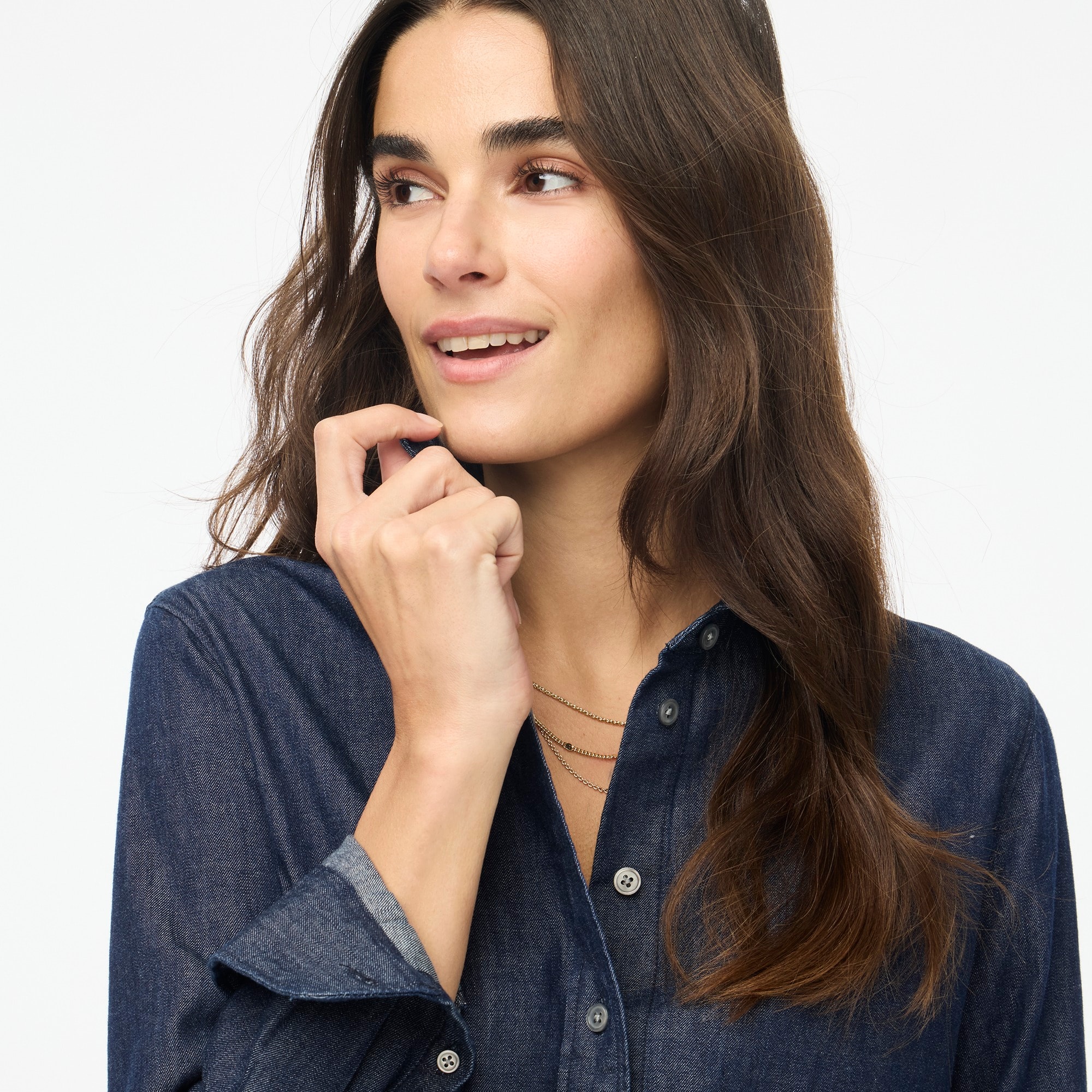 Modern chambray button-up shirt