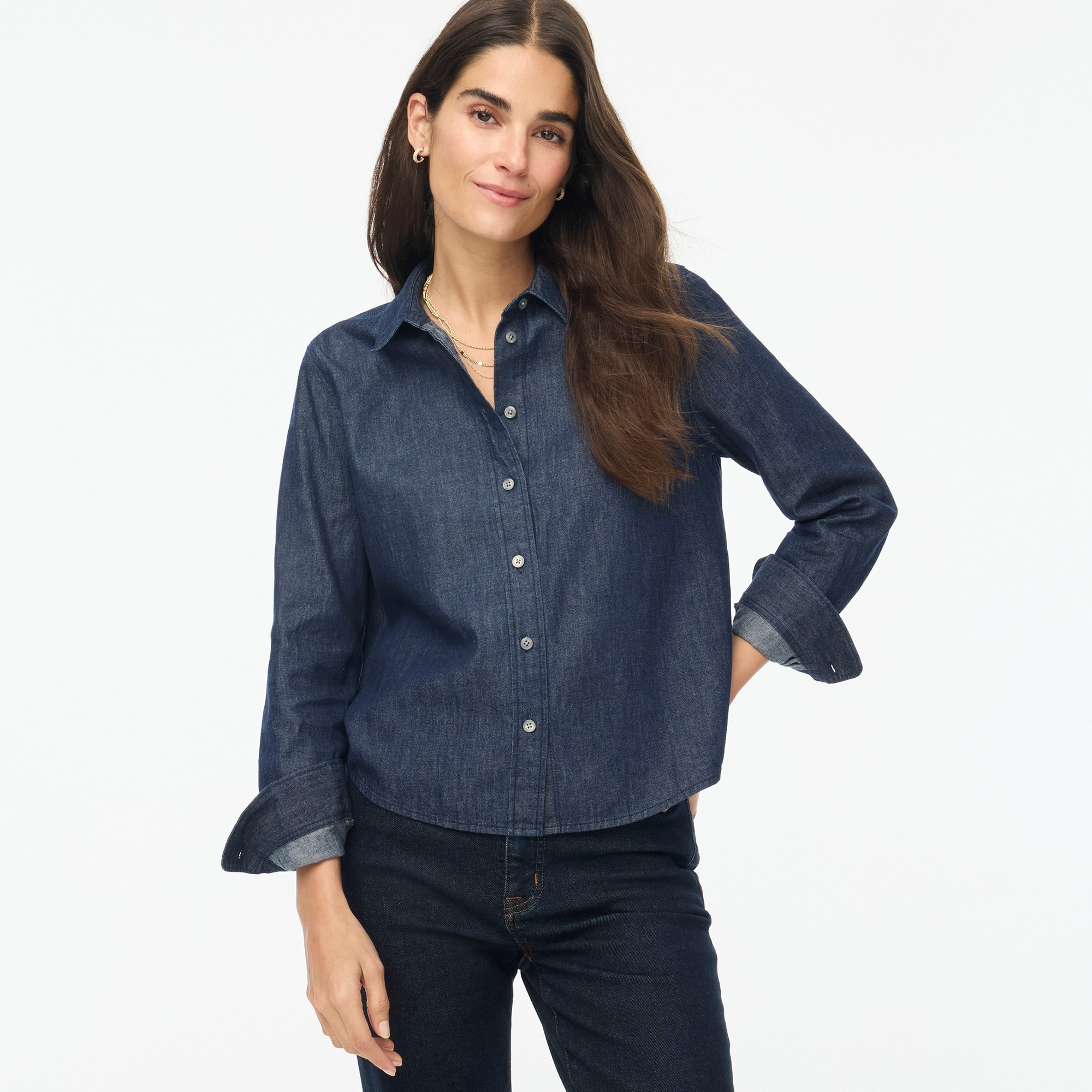 Modern chambray button-up shirt