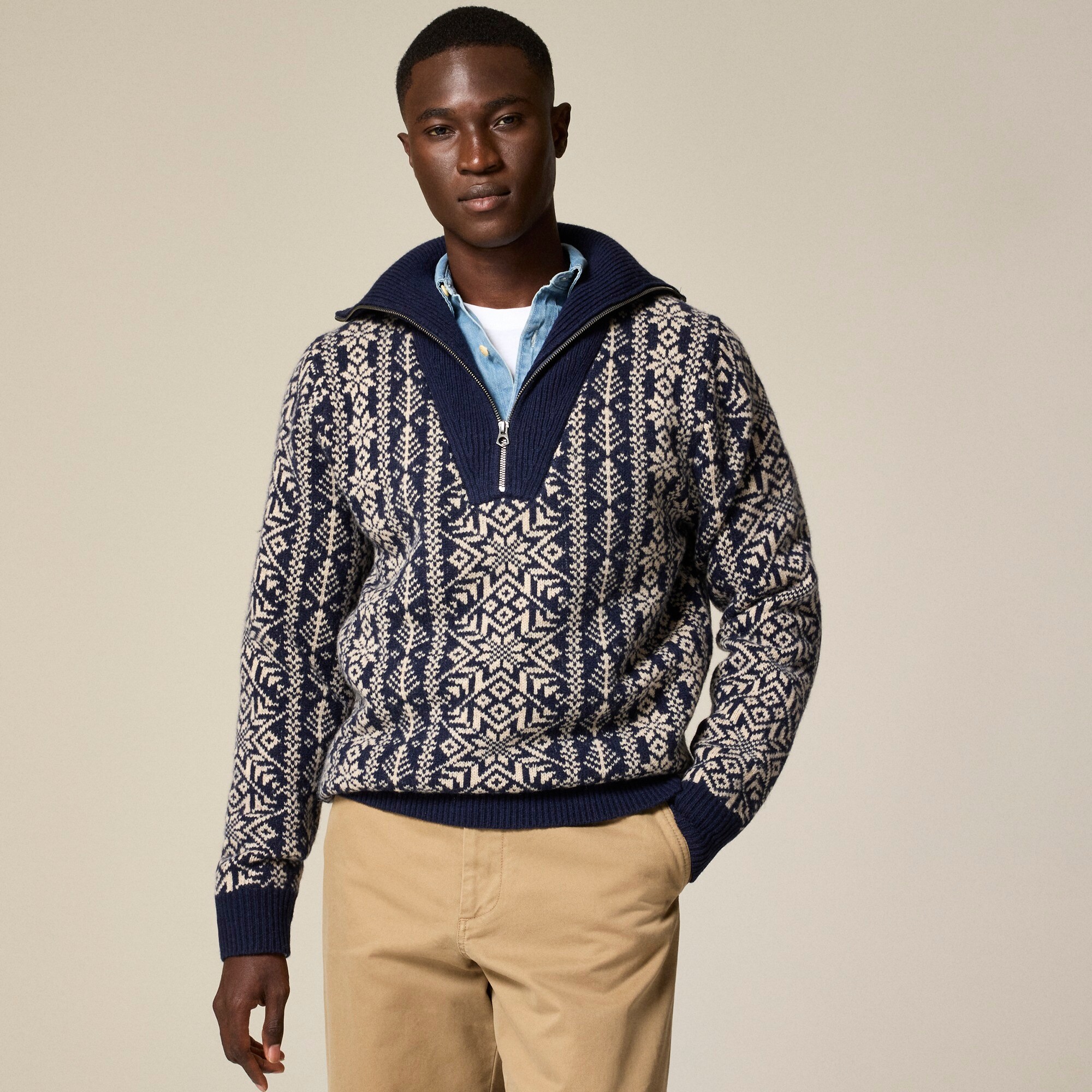  Fair Isle lambswool half-zip sweater