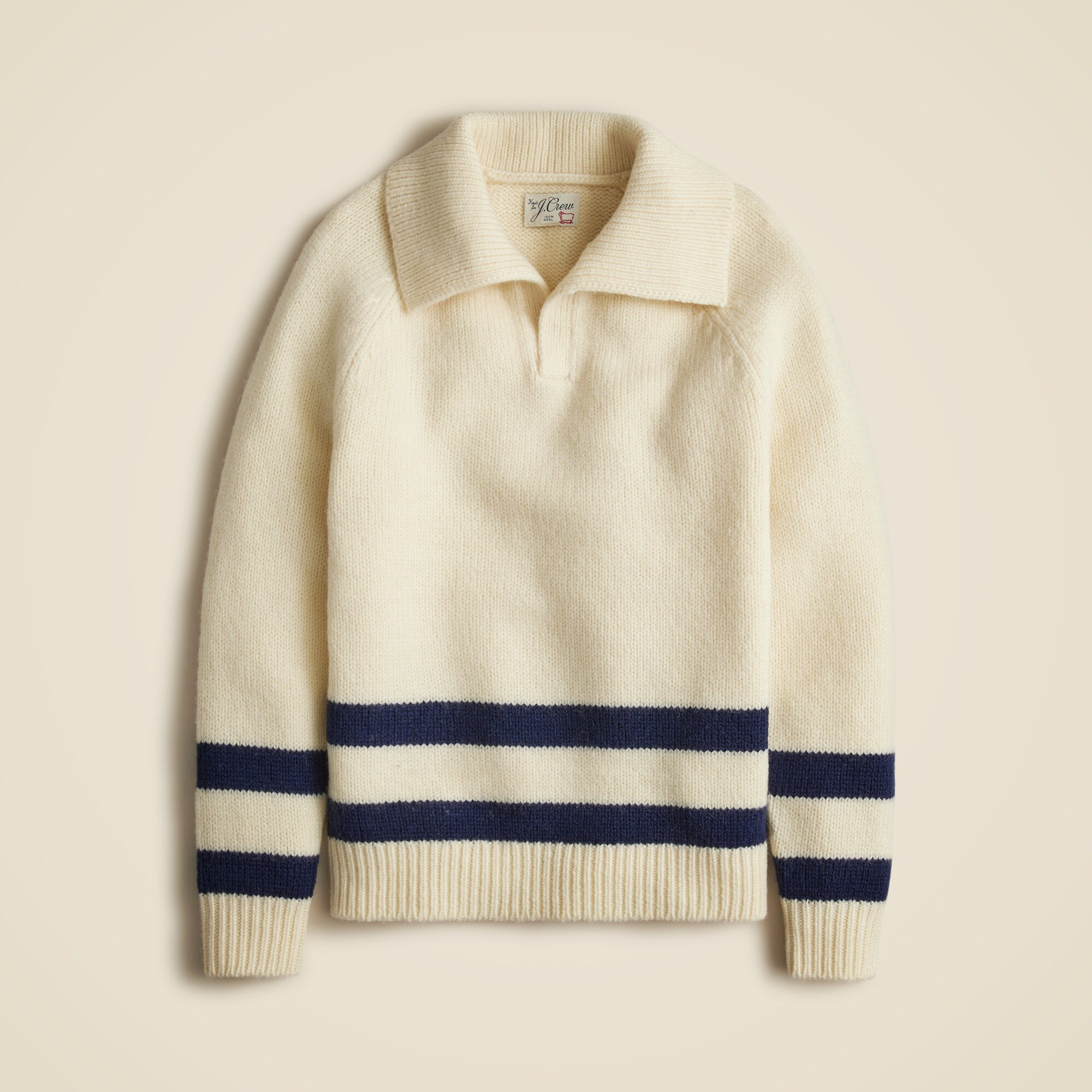 Highland wool open-collar sweater with stripe
