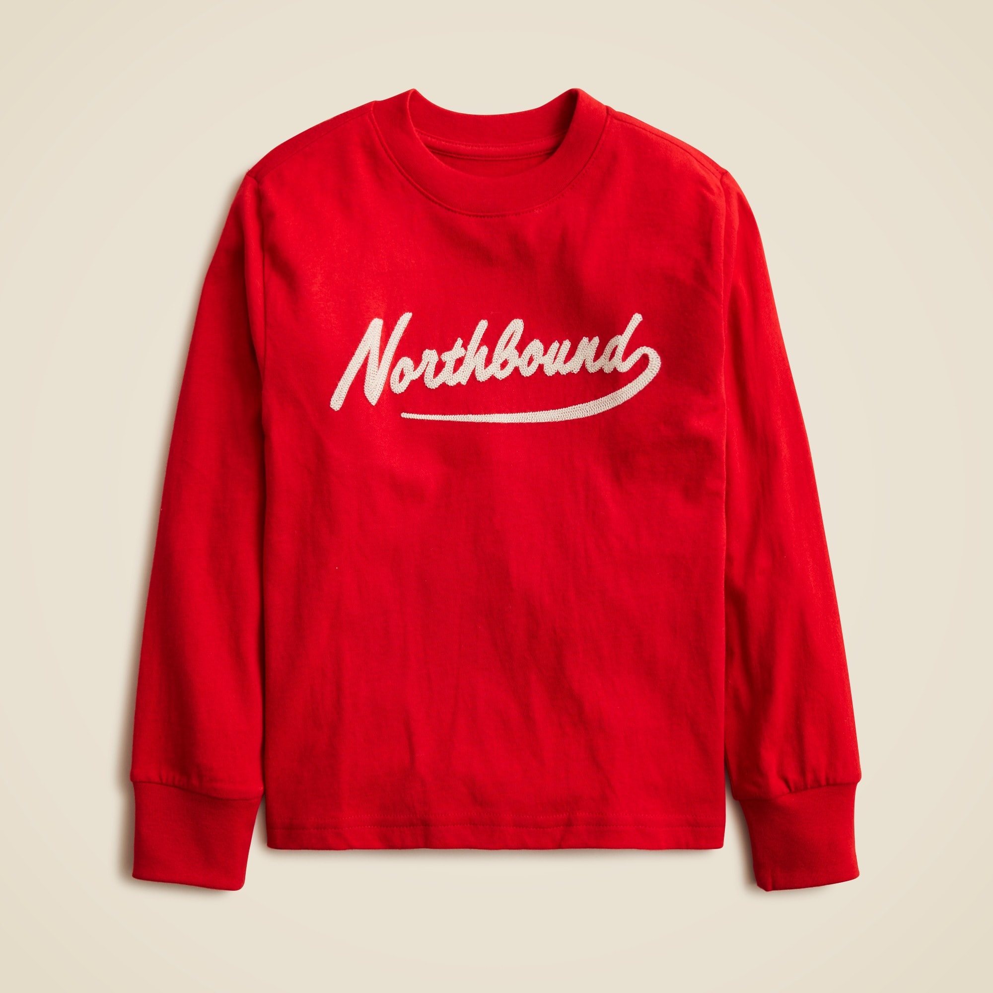 Kids' long-sleeve embroidered "Northbound" graphic T-shirt