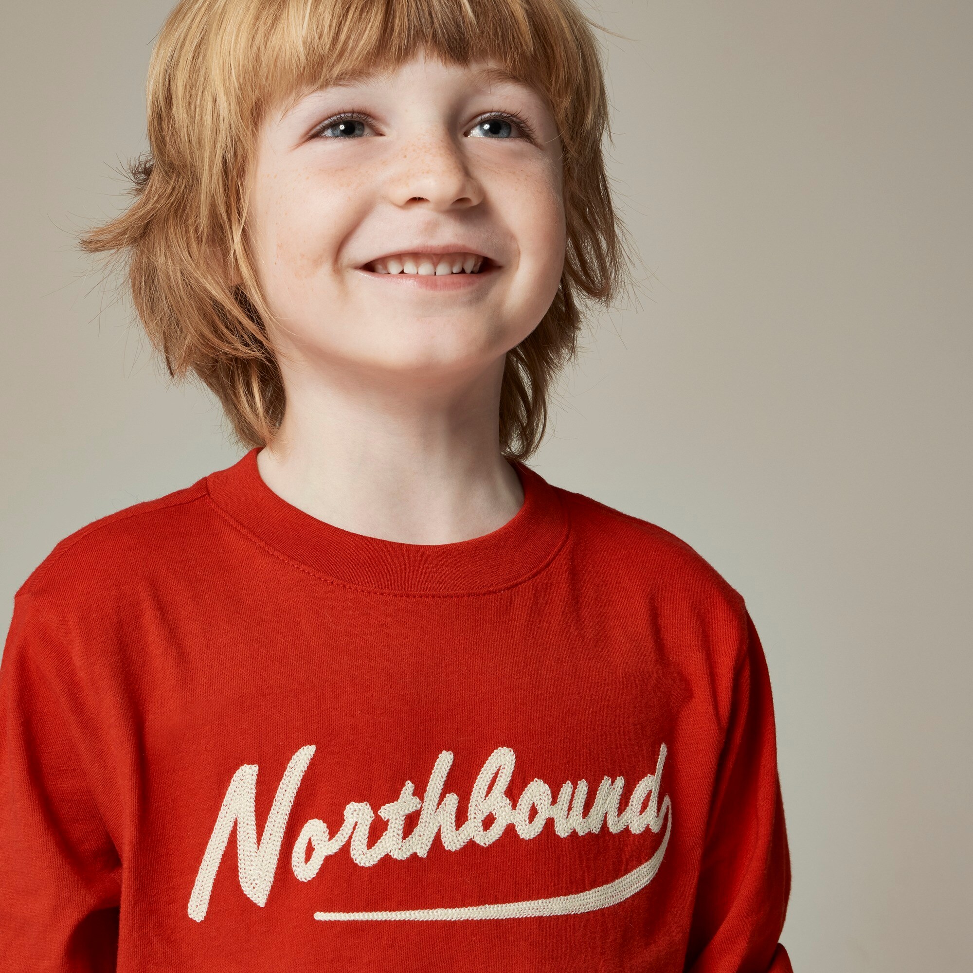 Kids' long-sleeve embroidered "Northbound" graphic T-shirt
