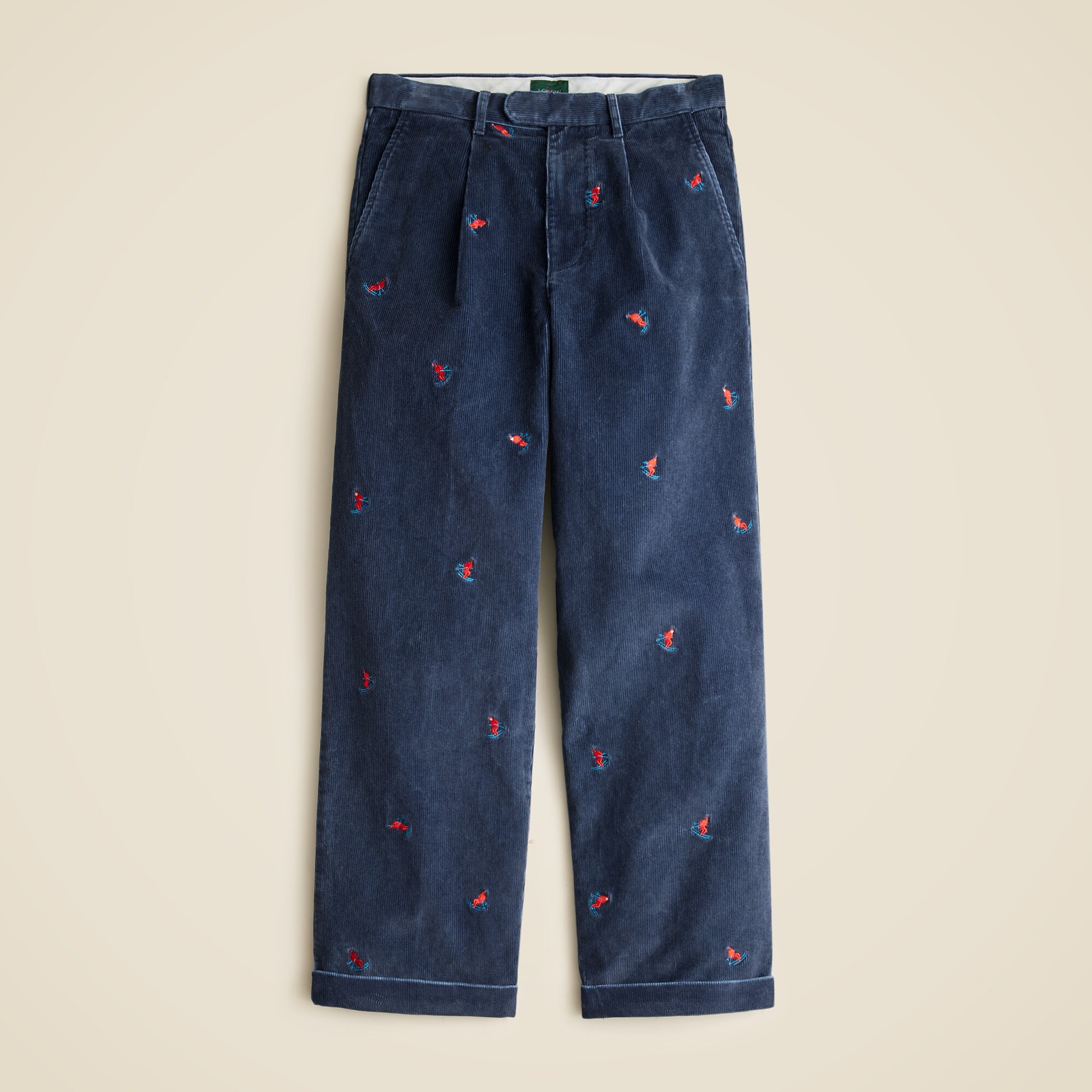 Relaxed-fit Pleated 11-wale Corduroy Trouser With Retro Skier