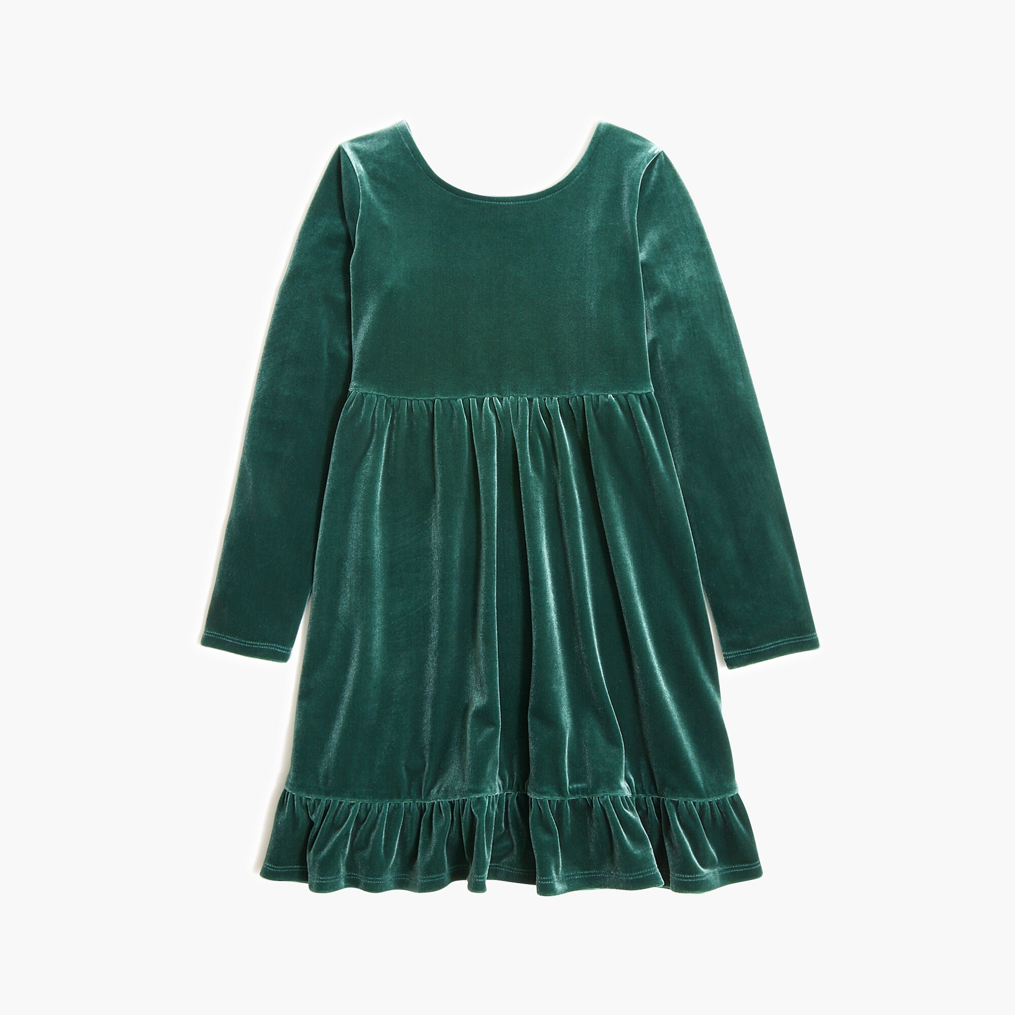 girls' long-sleeve velvet ruffle dress for girls