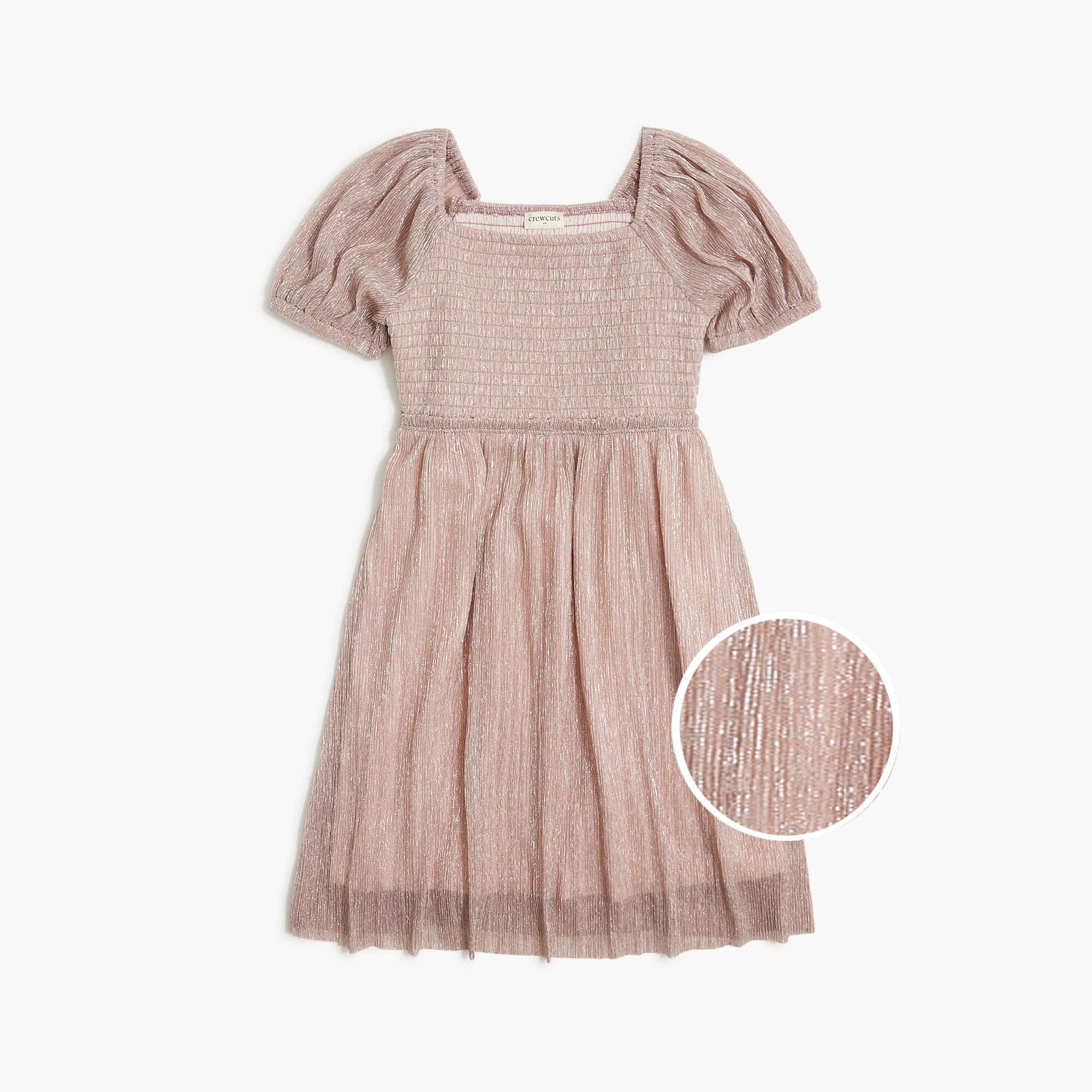girls' smocked rose gold shimmer dress for girls