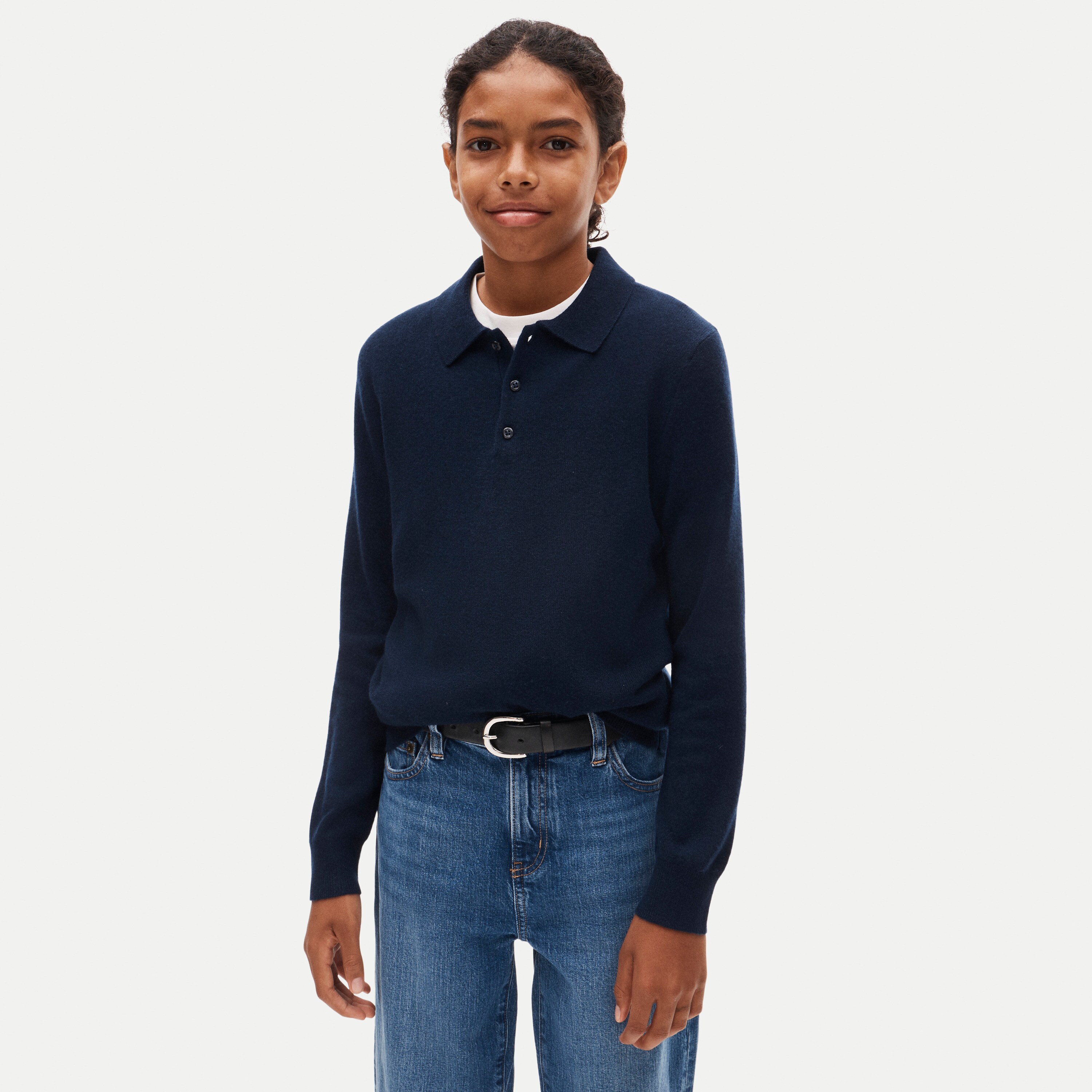 Kids' cashmere collared pullover