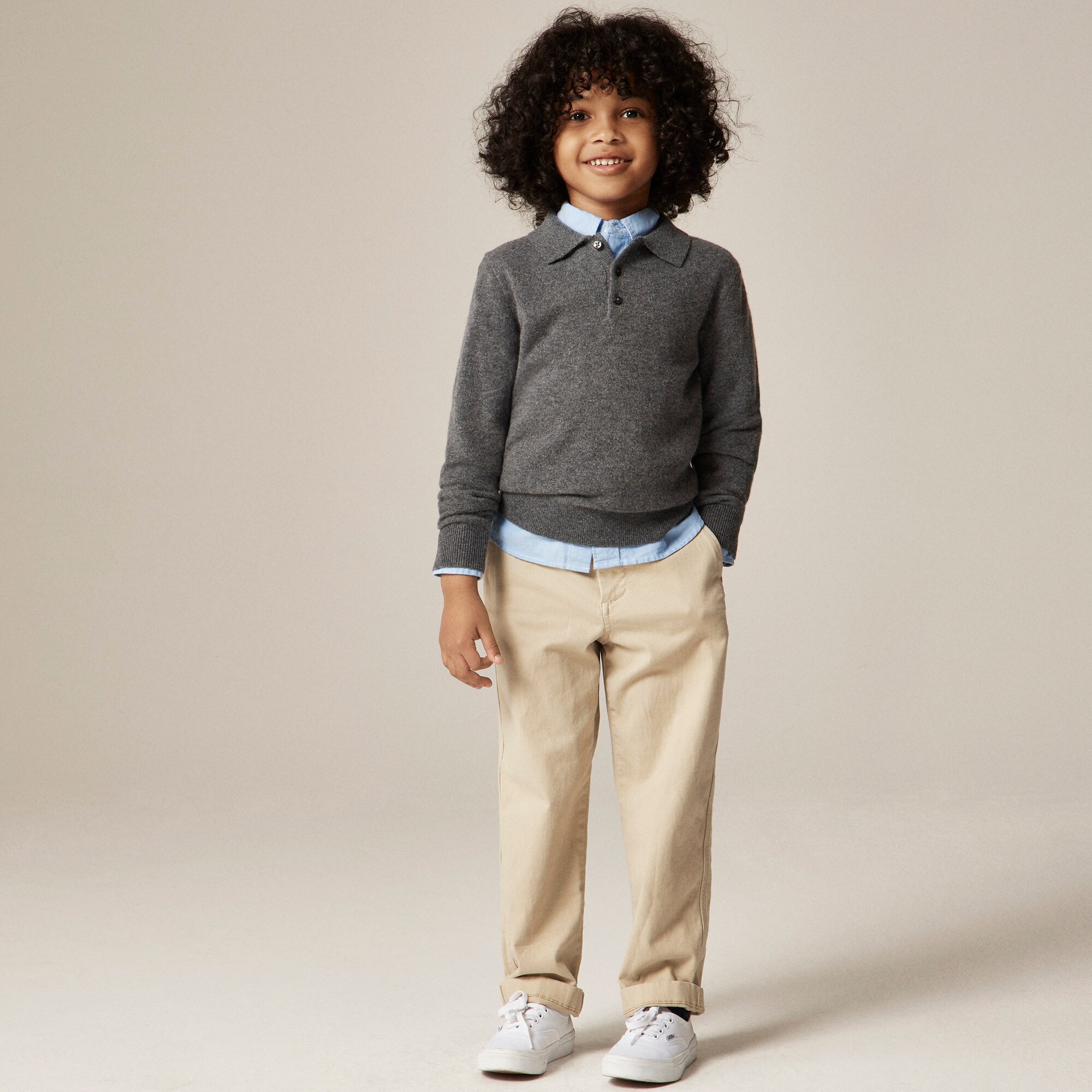 Kids' cashmere collared pullover