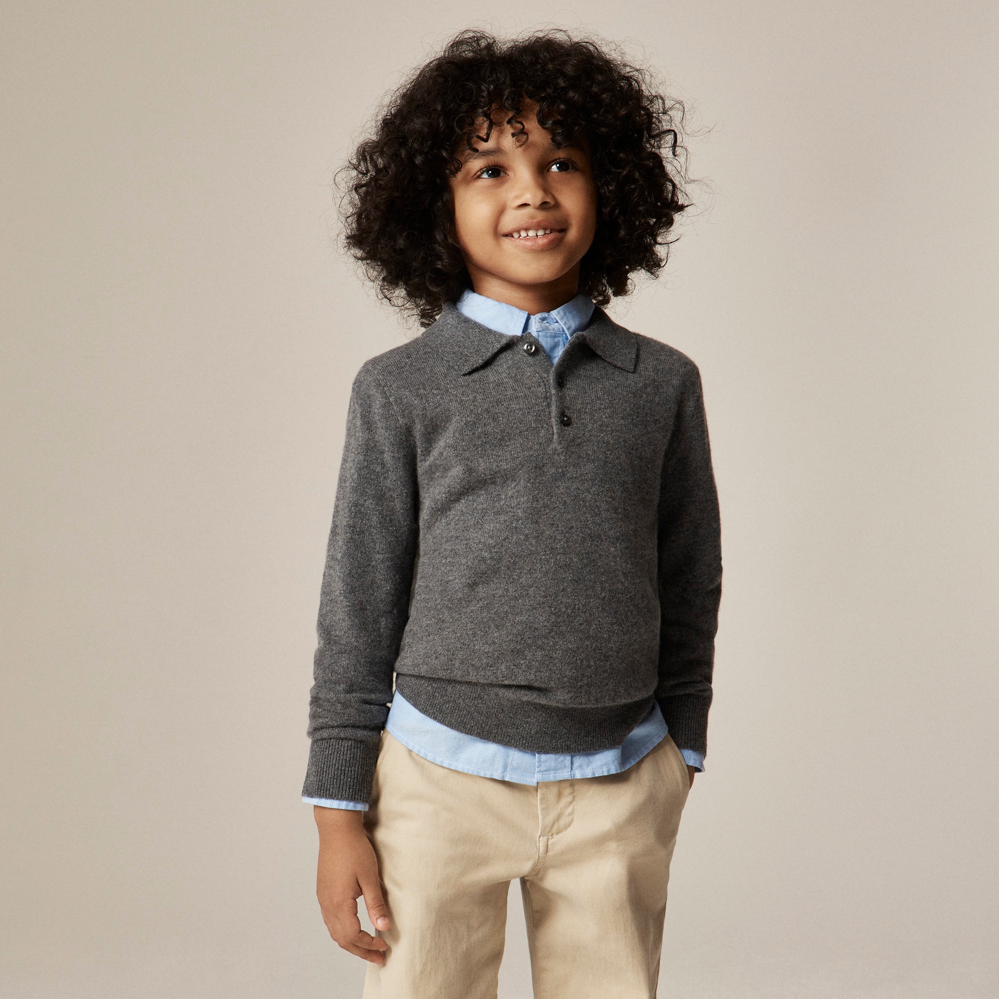  Kids' cashmere collared pullover
