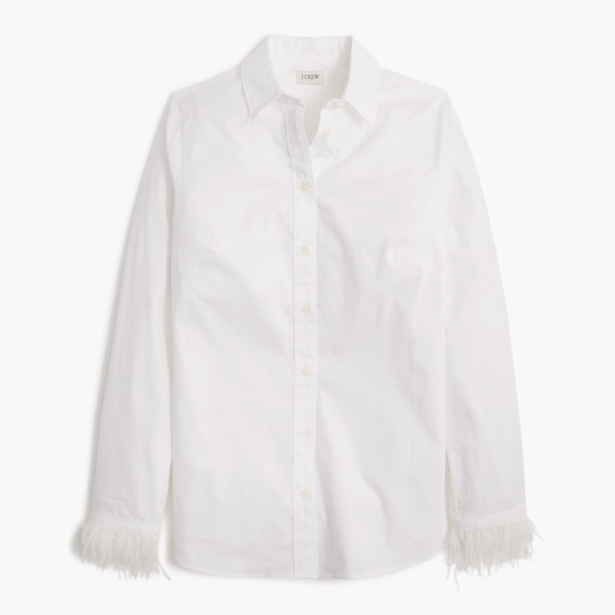 Feather-trimmed button-up shirt in signature fit