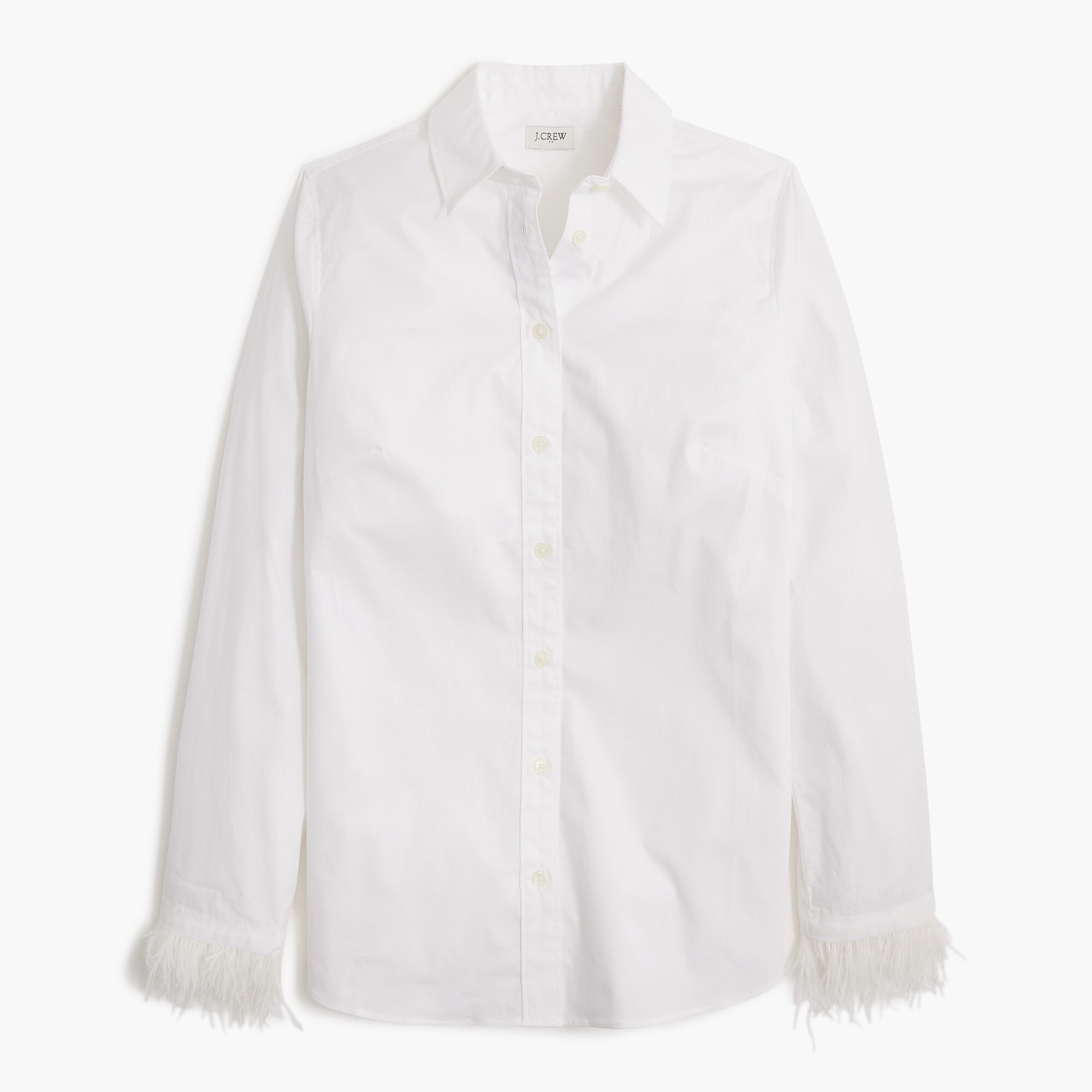 Feather-trimmed button-up shirt in signature fit