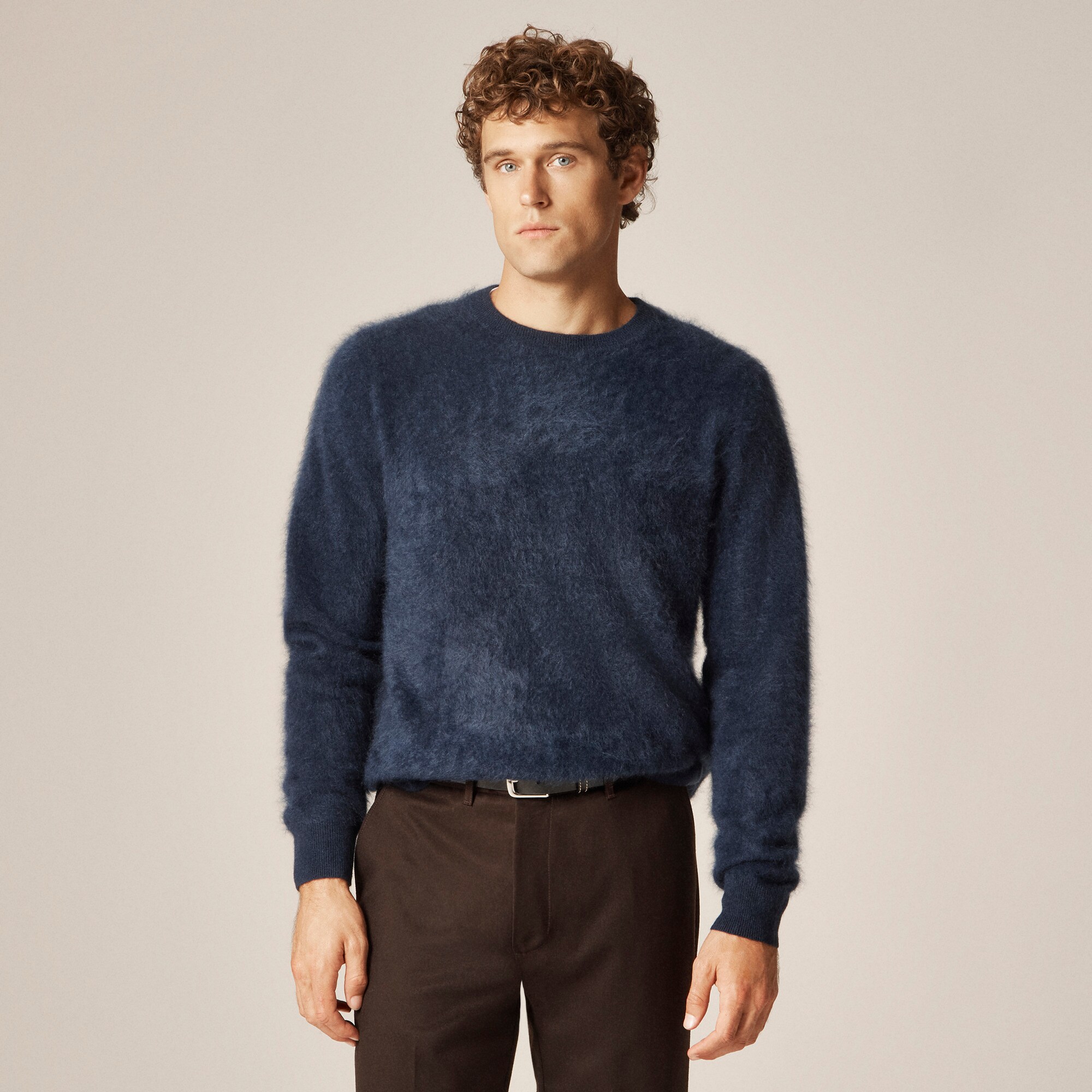 Brushed cashmere crewneck sweater