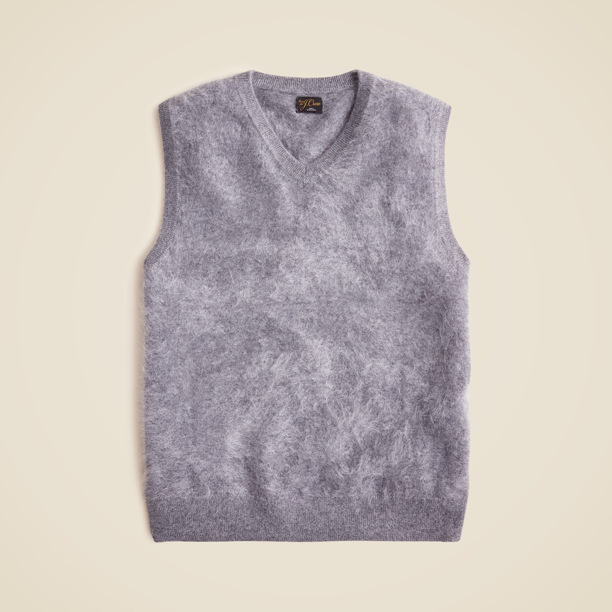 Brushed cashmere V-neck sweater-vest