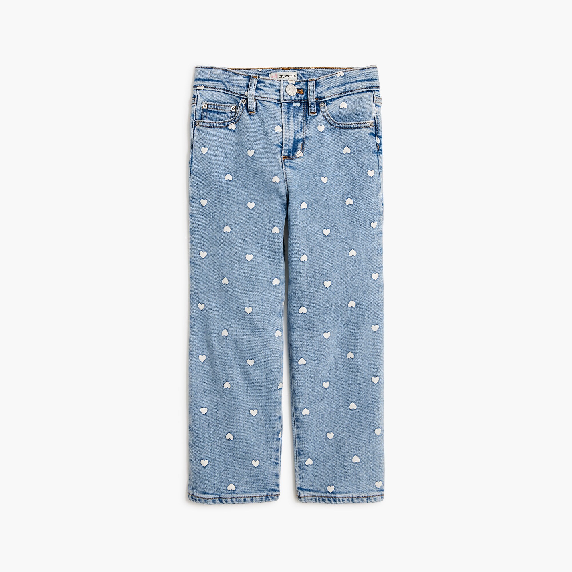 girls Girls' heart-print straight-leg jean
