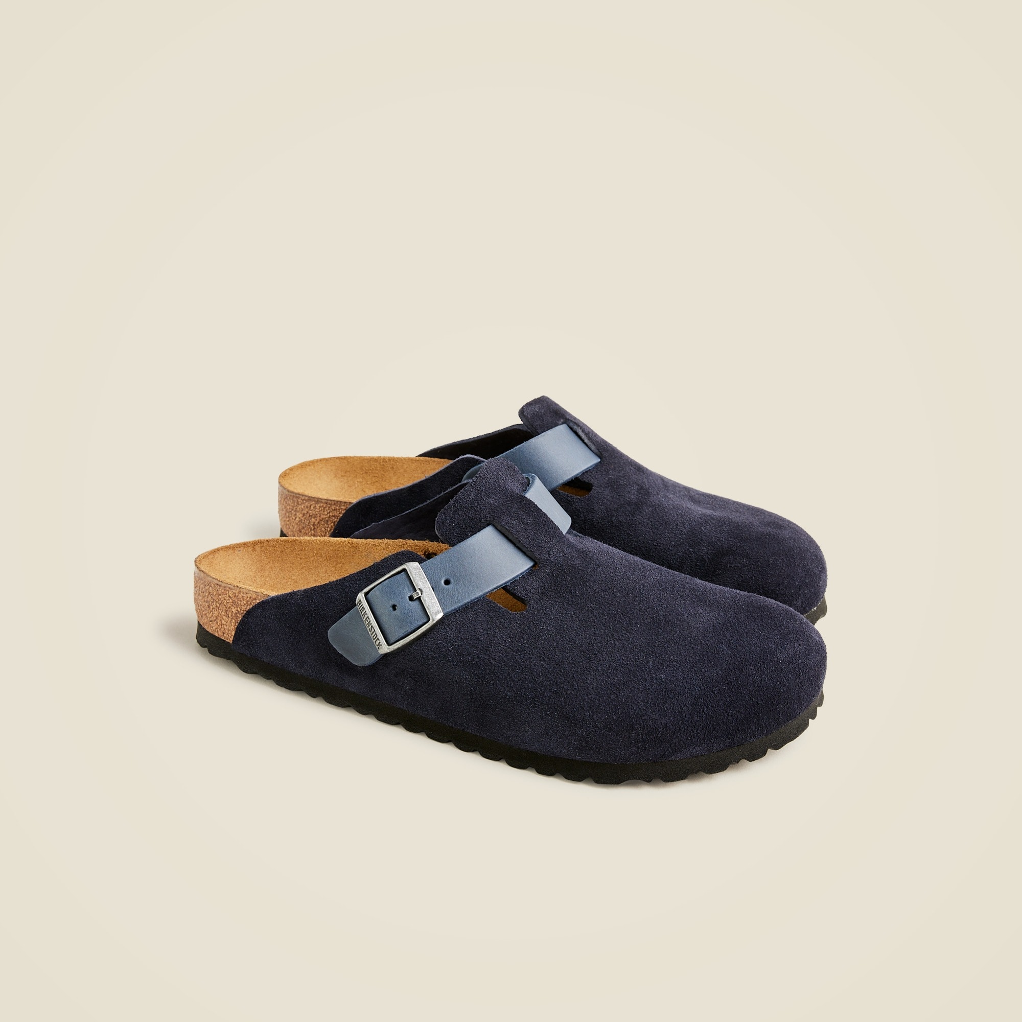 Birkenstock® Boston suede clogs with leather strap