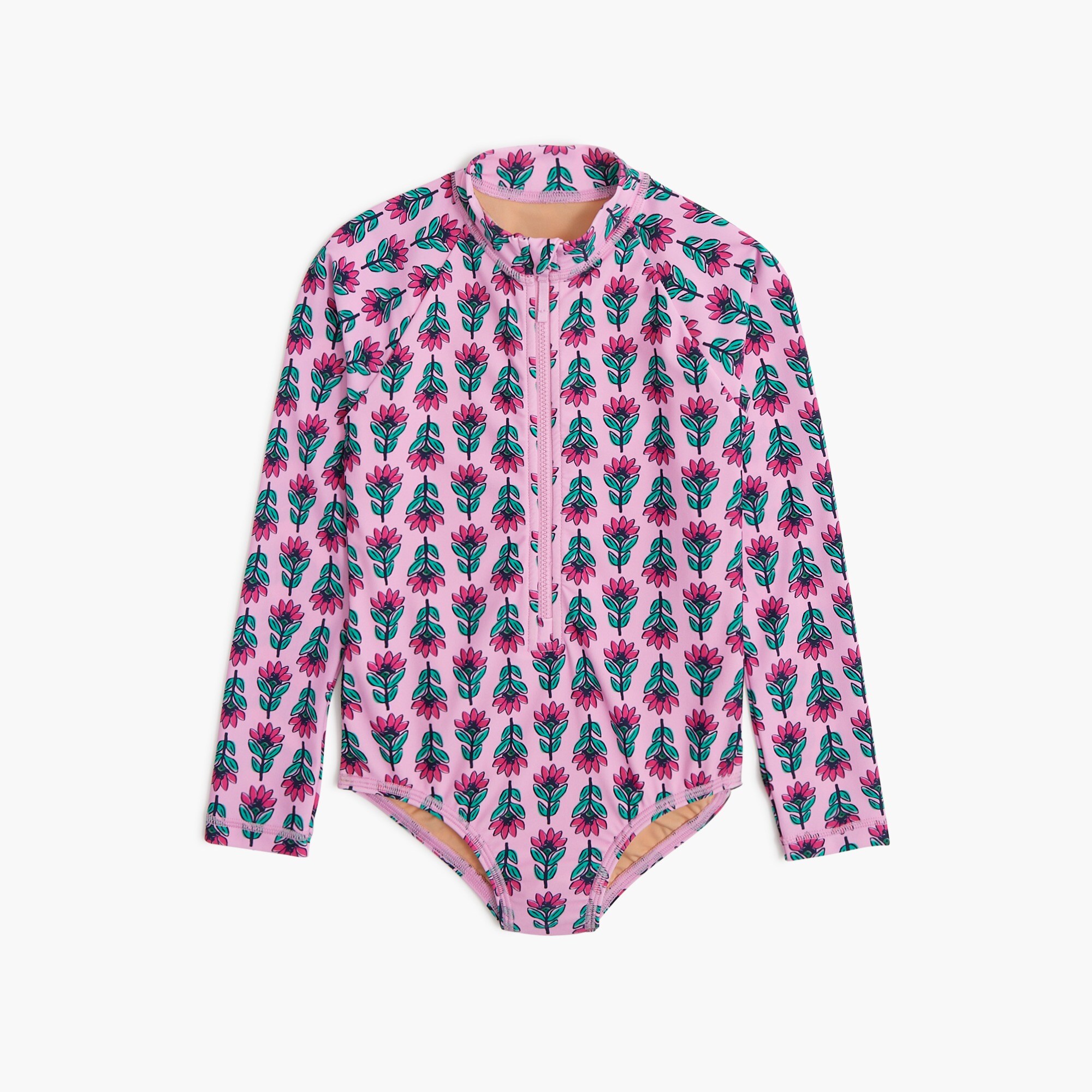 girls' floral rash guard swimsuit for girls