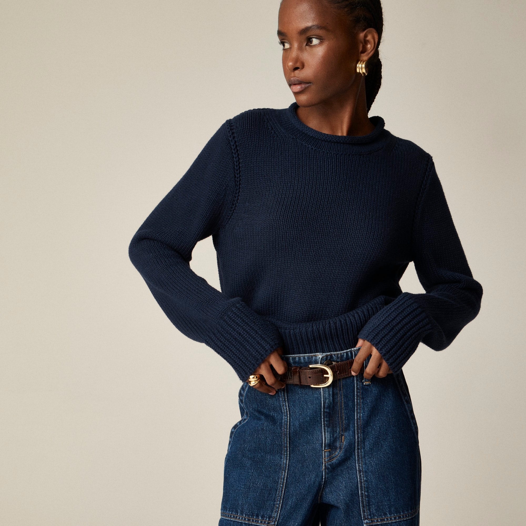 Navy roll neck womens outlet