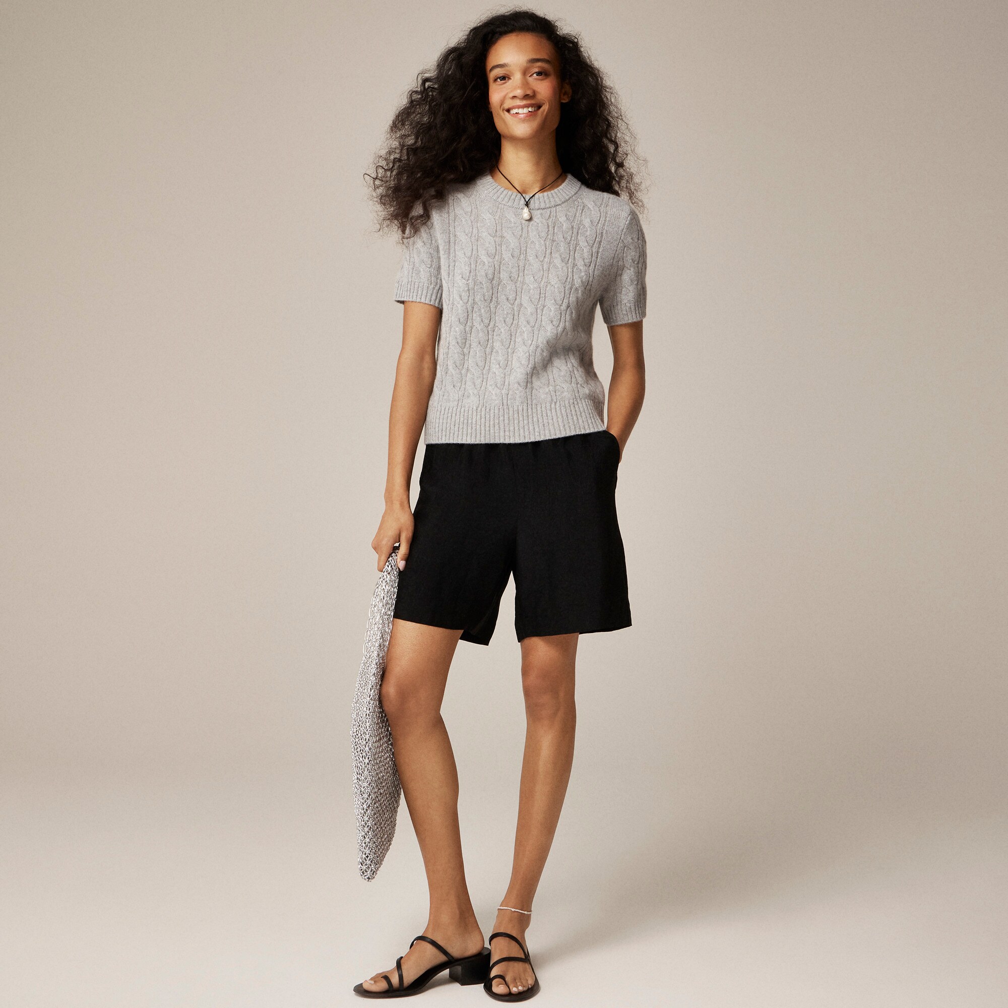 womens Cashmere cable-knit T-shirt