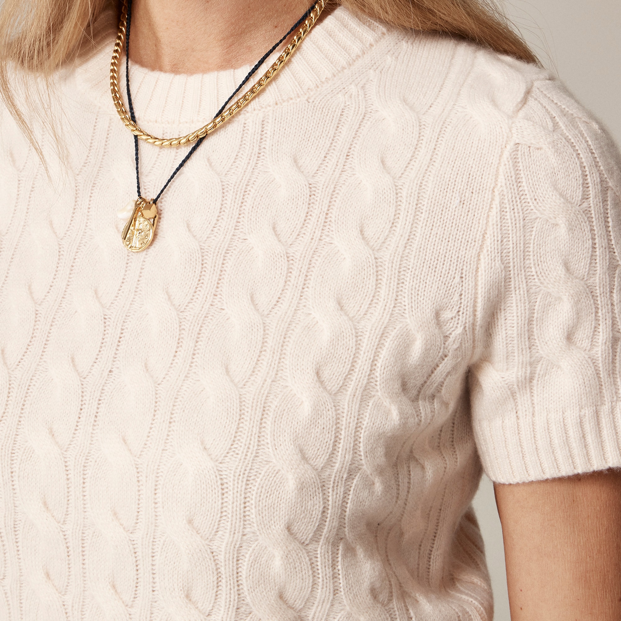 Cashmere cable-knit T-shirt