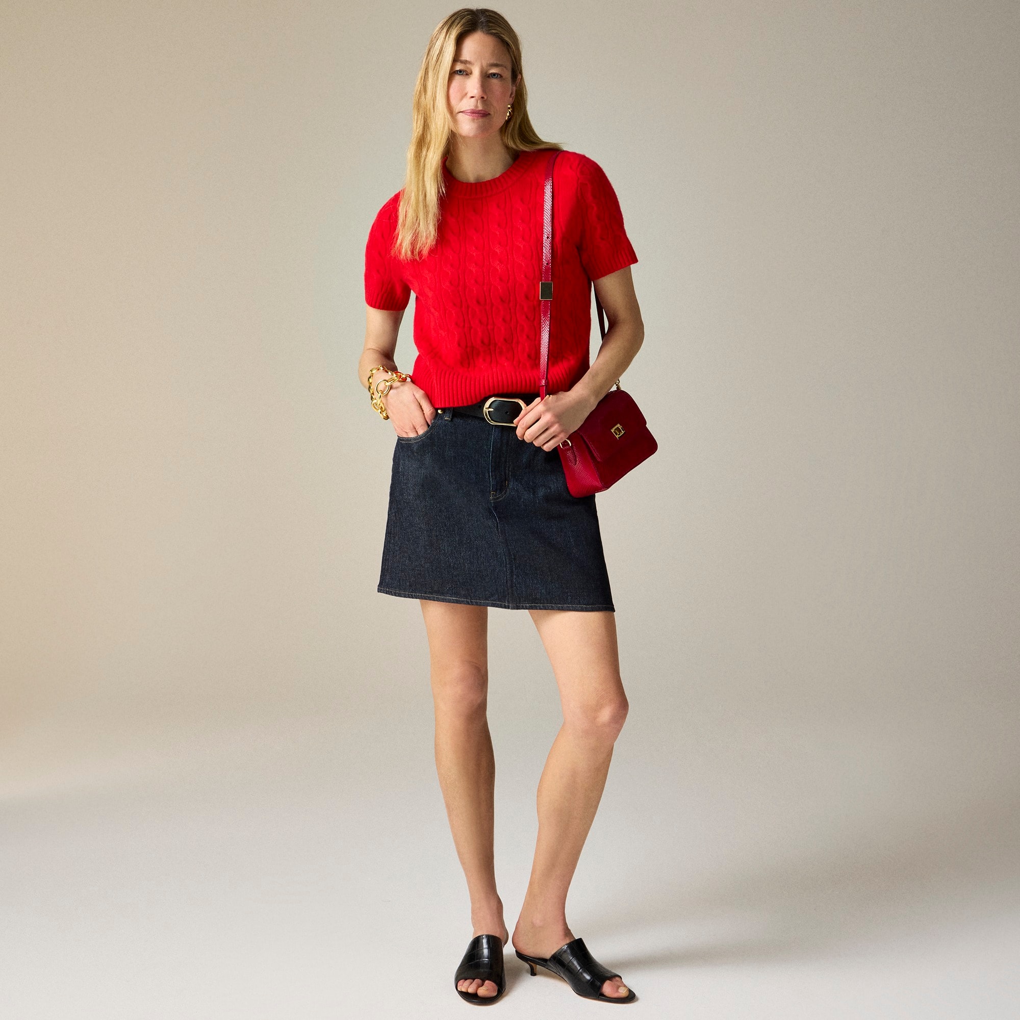 Cashmere cable-knit T-shirt