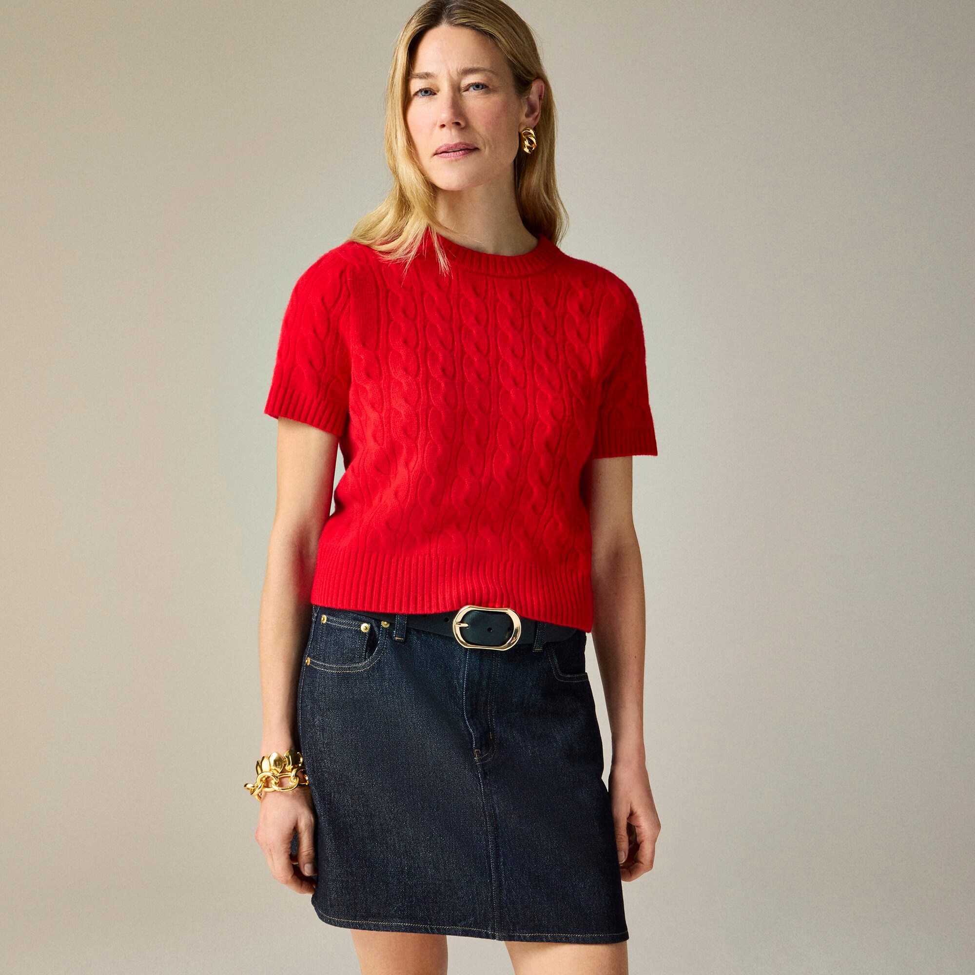  Cashmere cable-knit T-shirt