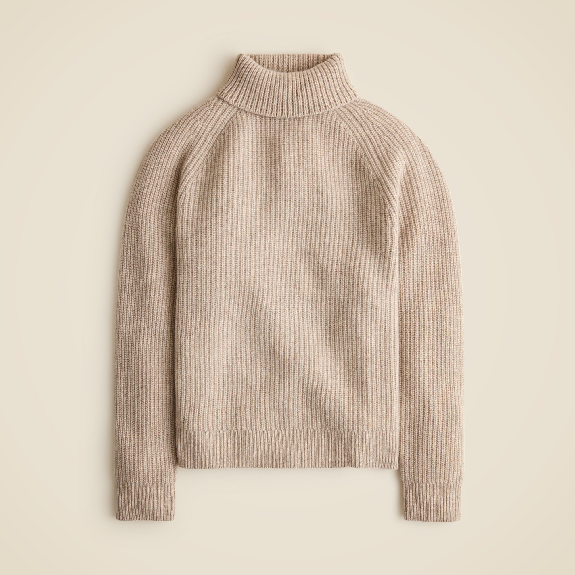 Midweight cashmere ribbed raglan-sleeve turtleneck sweater