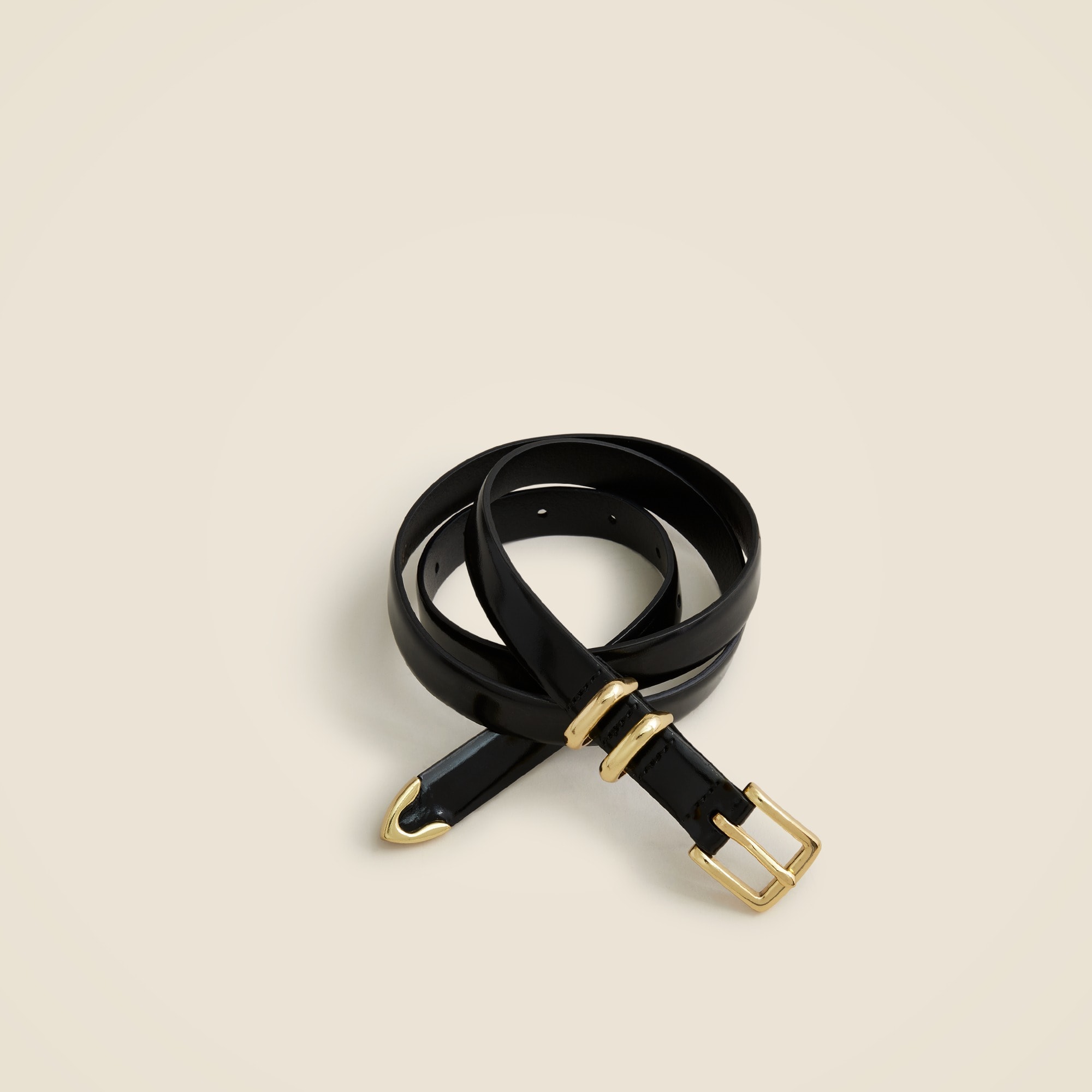 Thin Italian patent leather belt