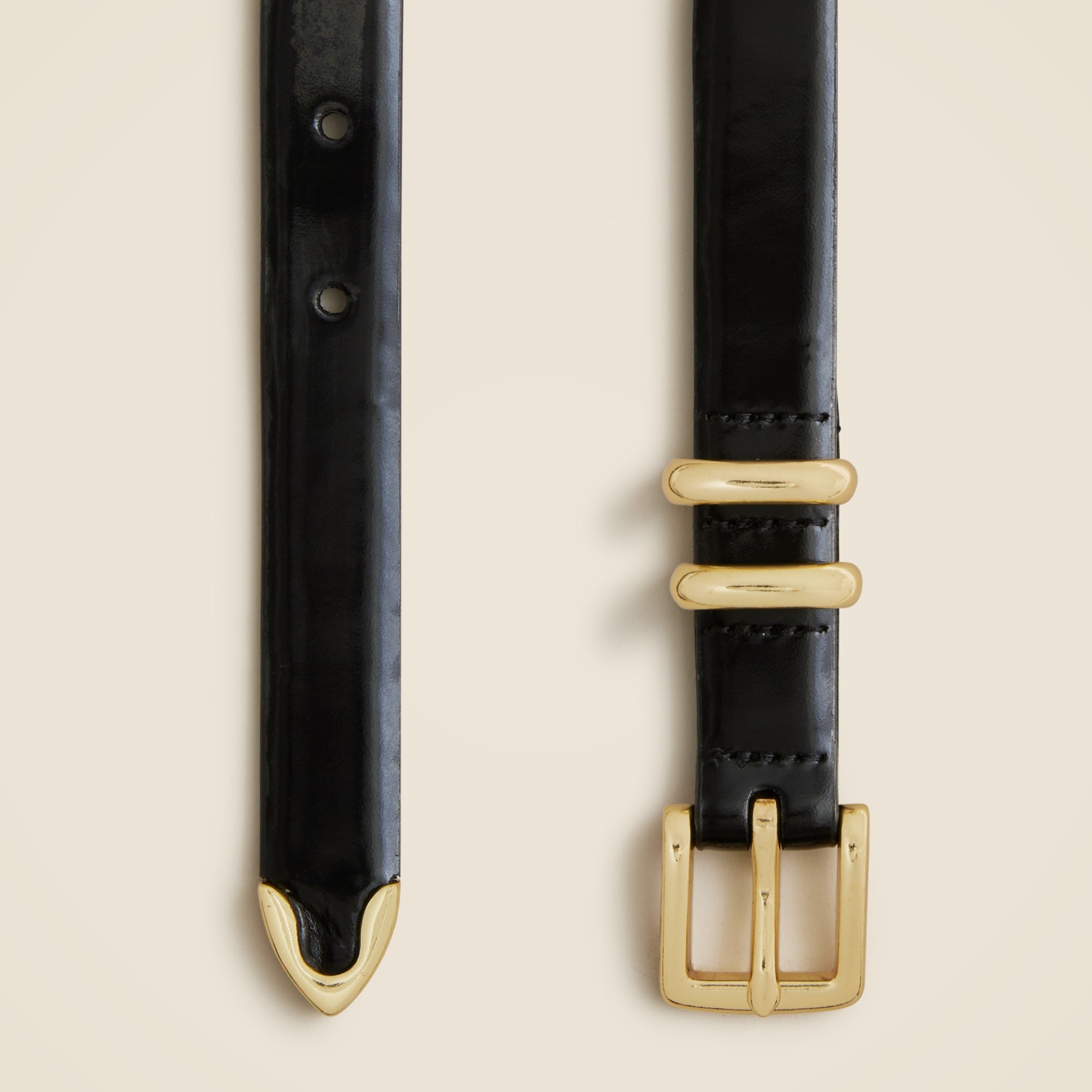 Thin Italian patent leather belt