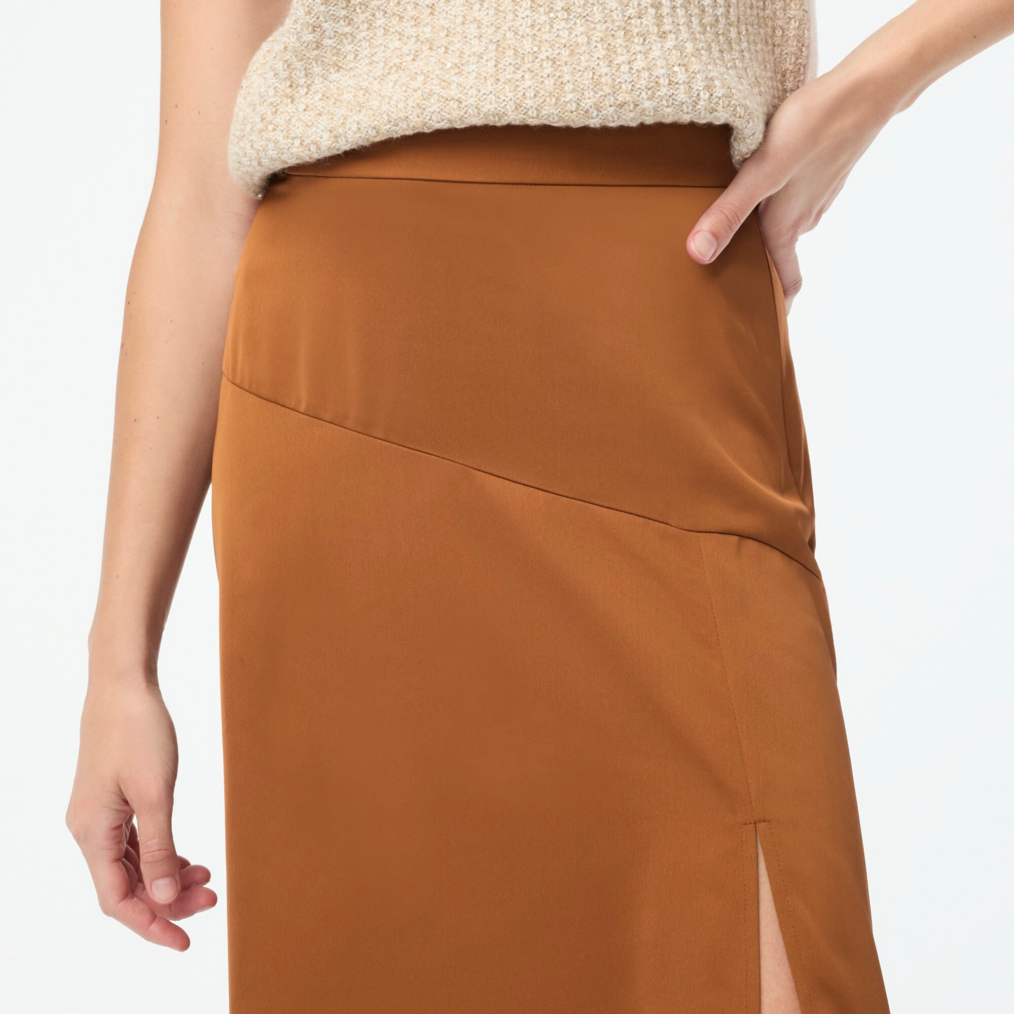 Factory: Midi Slip Skirt With Slit For Women