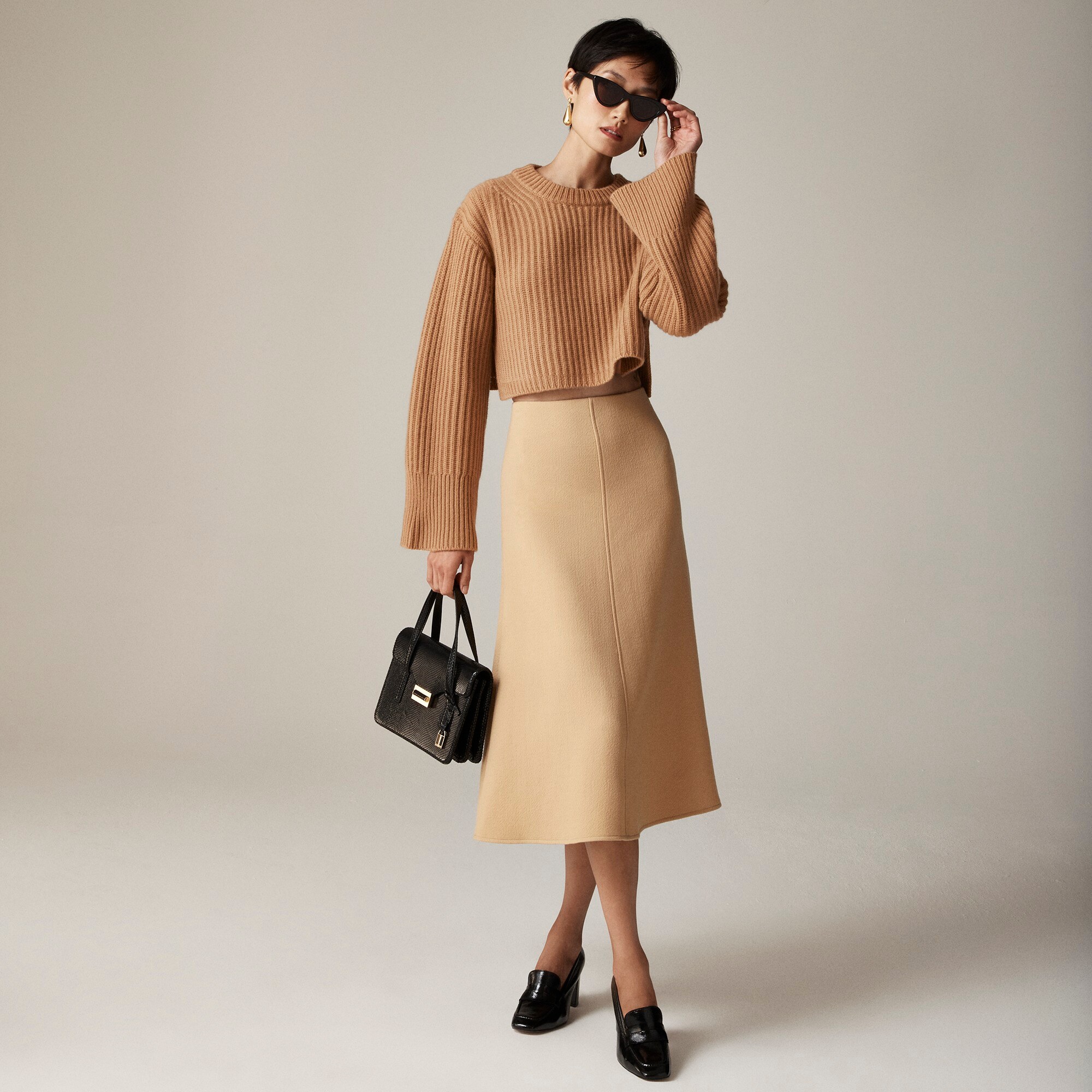 j.crew: spring street cropped ribbed cashmere crewneck sweater for women