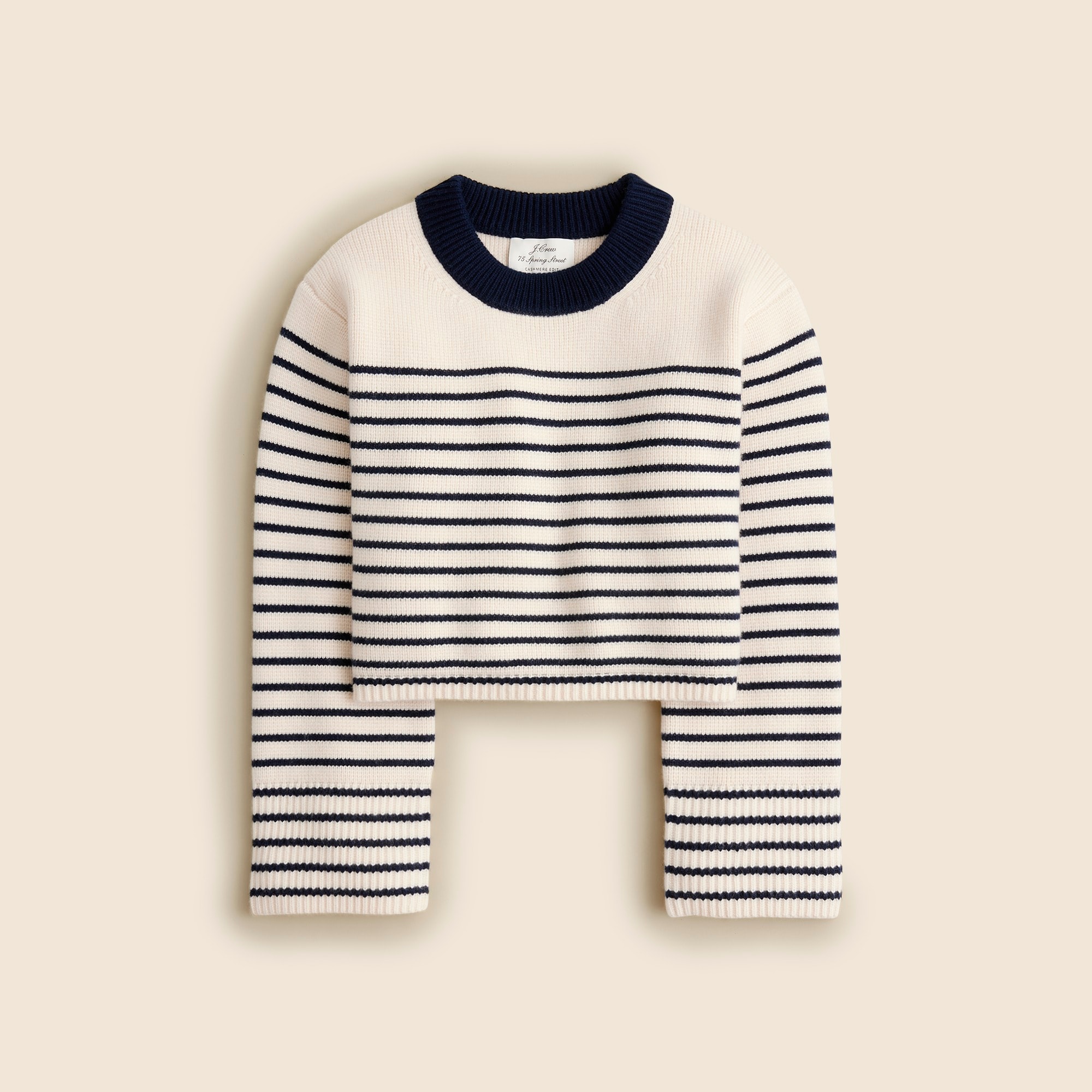 Spring Street ribbed cashmere crewneck sweater in stripe