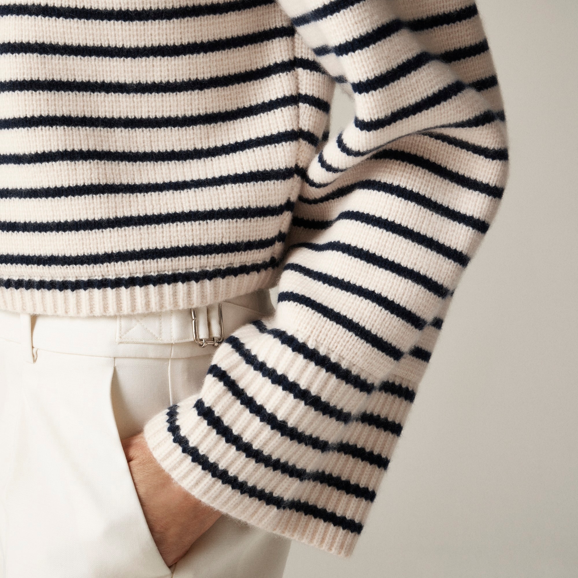 Spring Street ribbed cashmere crewneck sweater in stripe