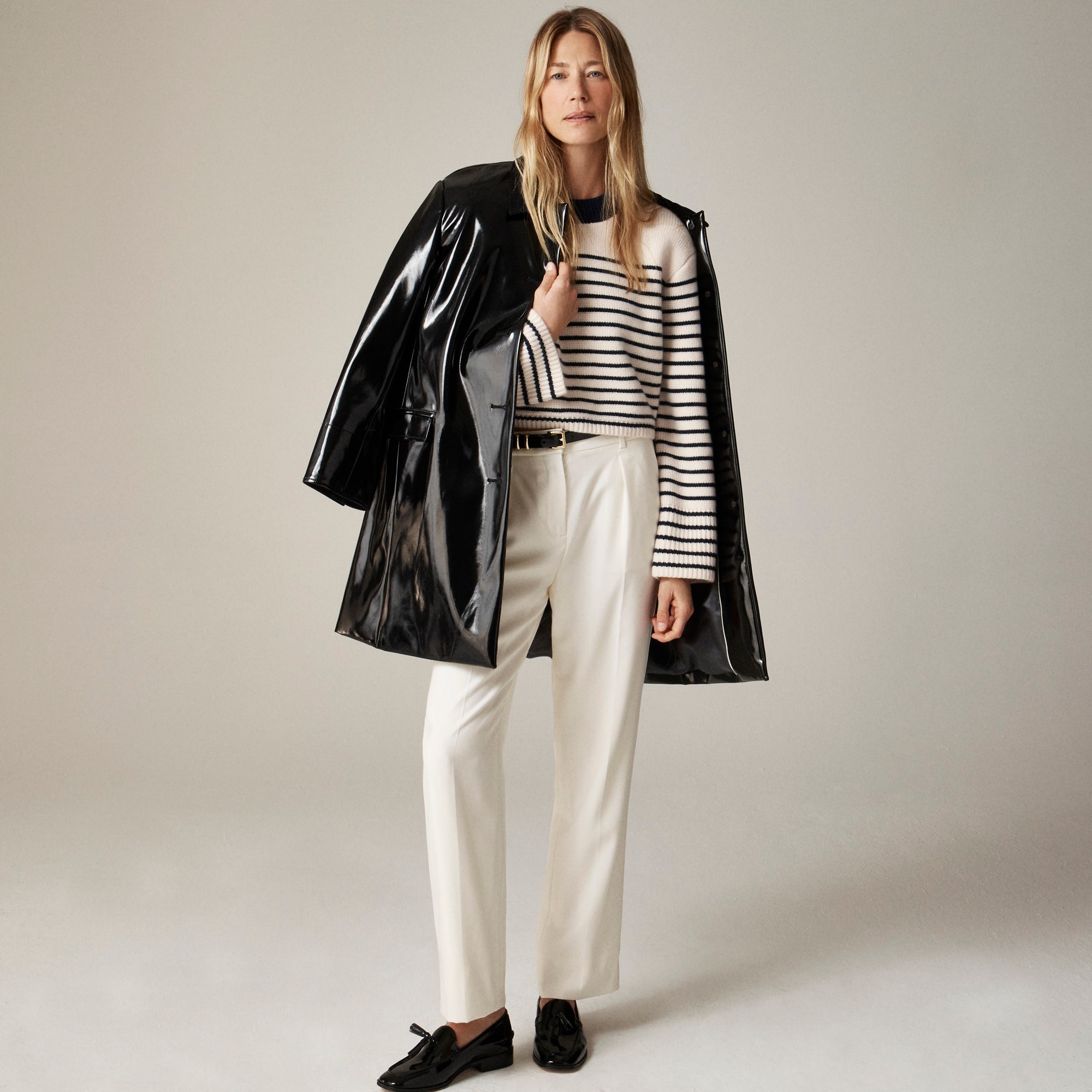 Spring Street ribbed cashmere crewneck sweater in stripe