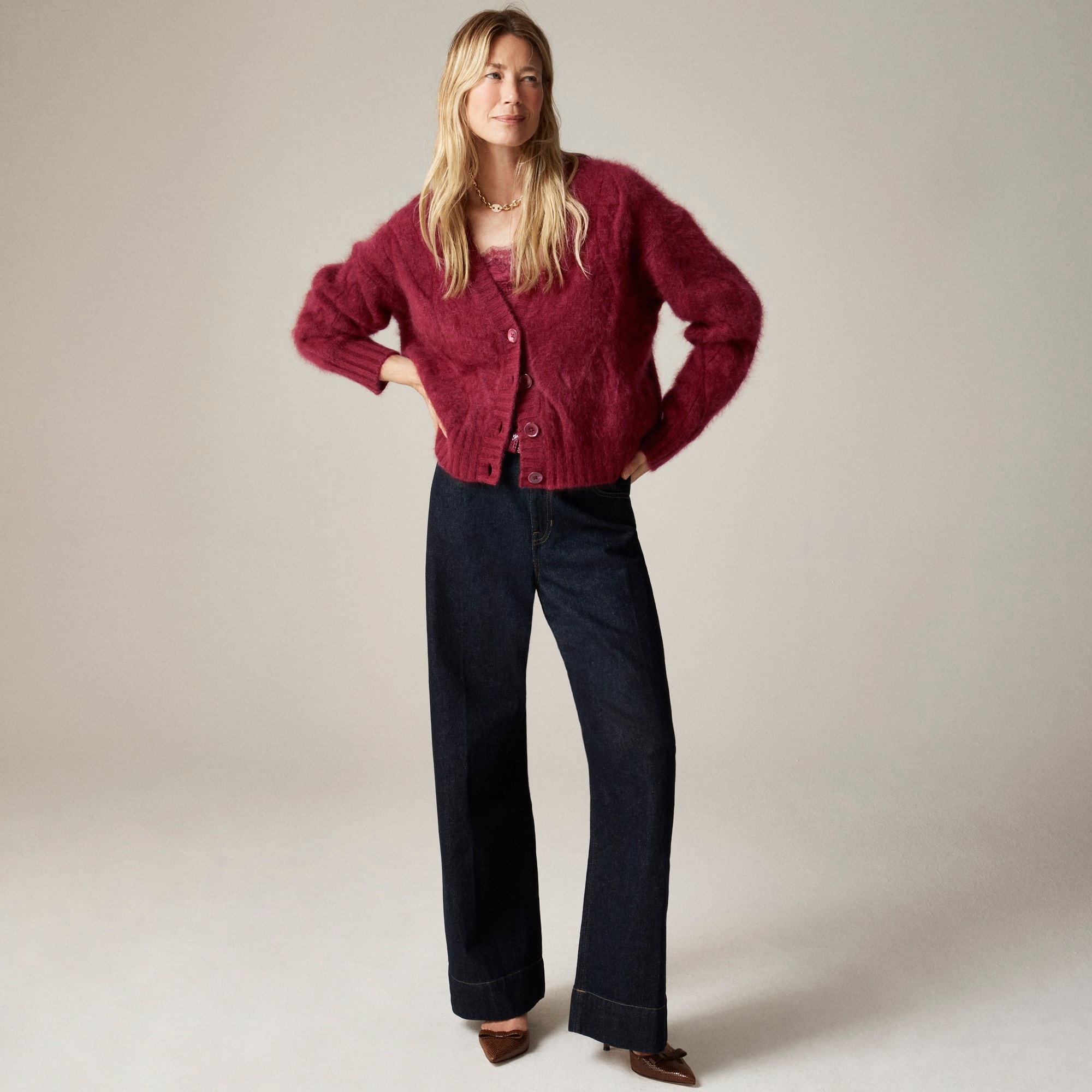 womens Spring Street brushed cashmere cable-knit cardigan