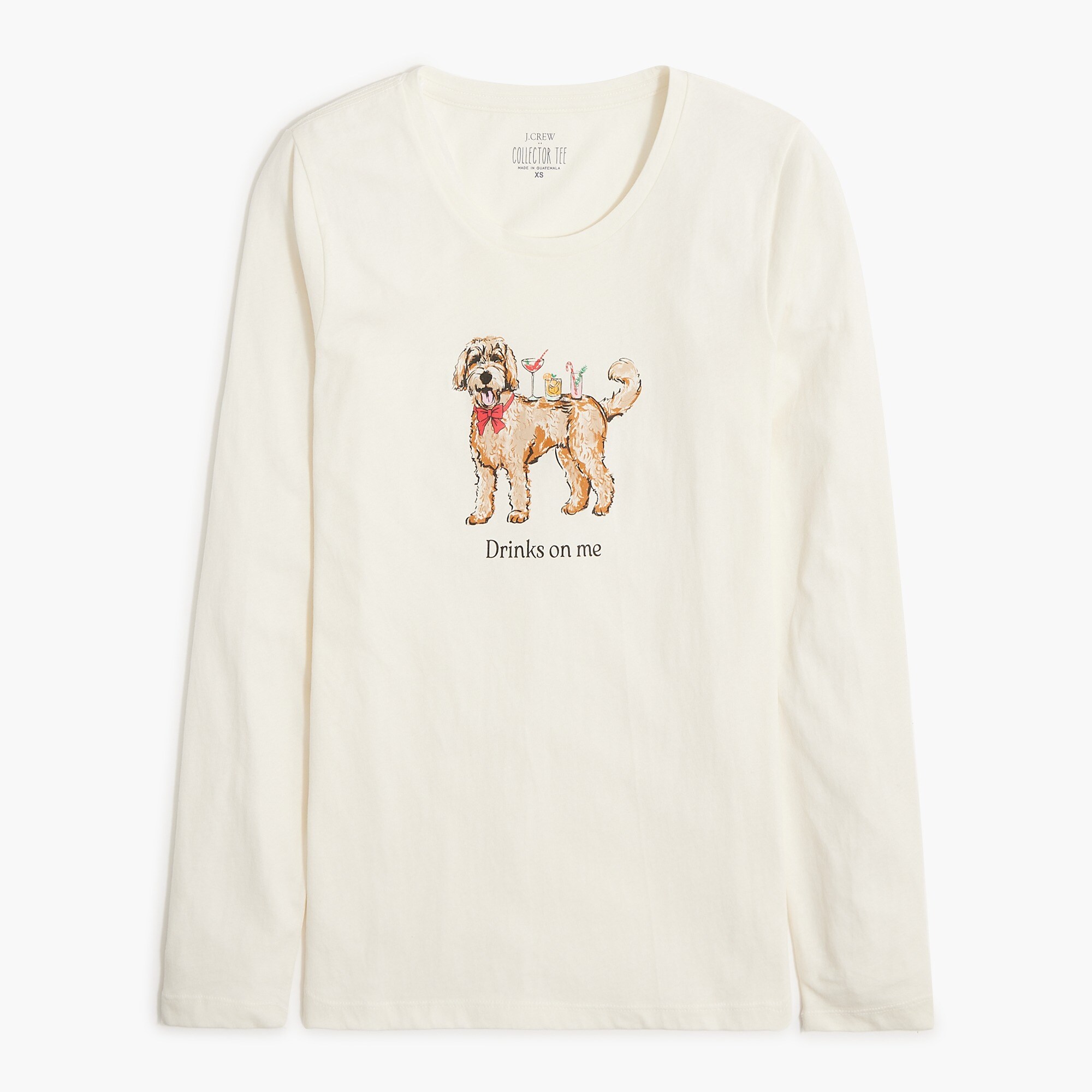Long-sleeve dog and drinks graphic tee