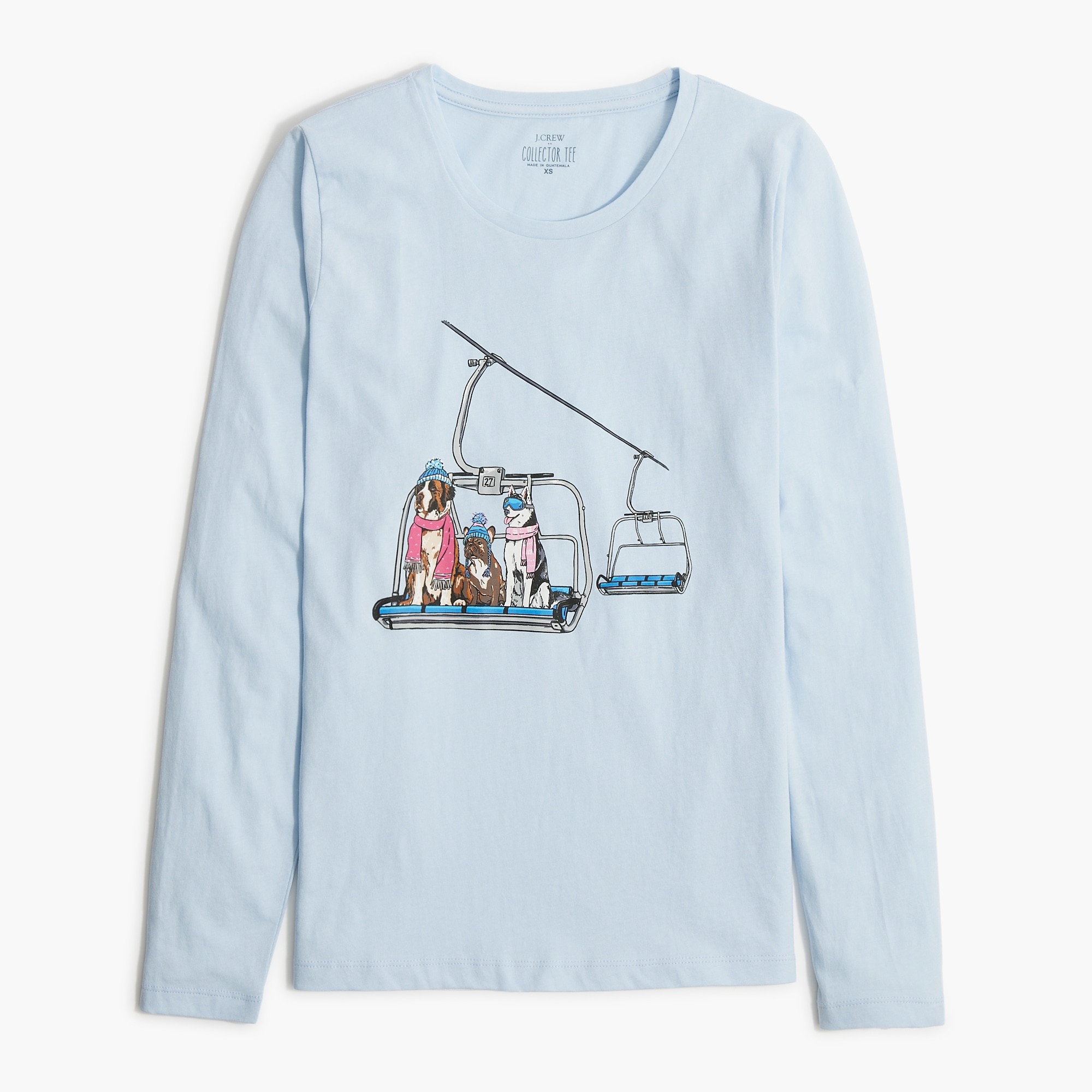 long-sleeve ski lift dogs graphic tee for women