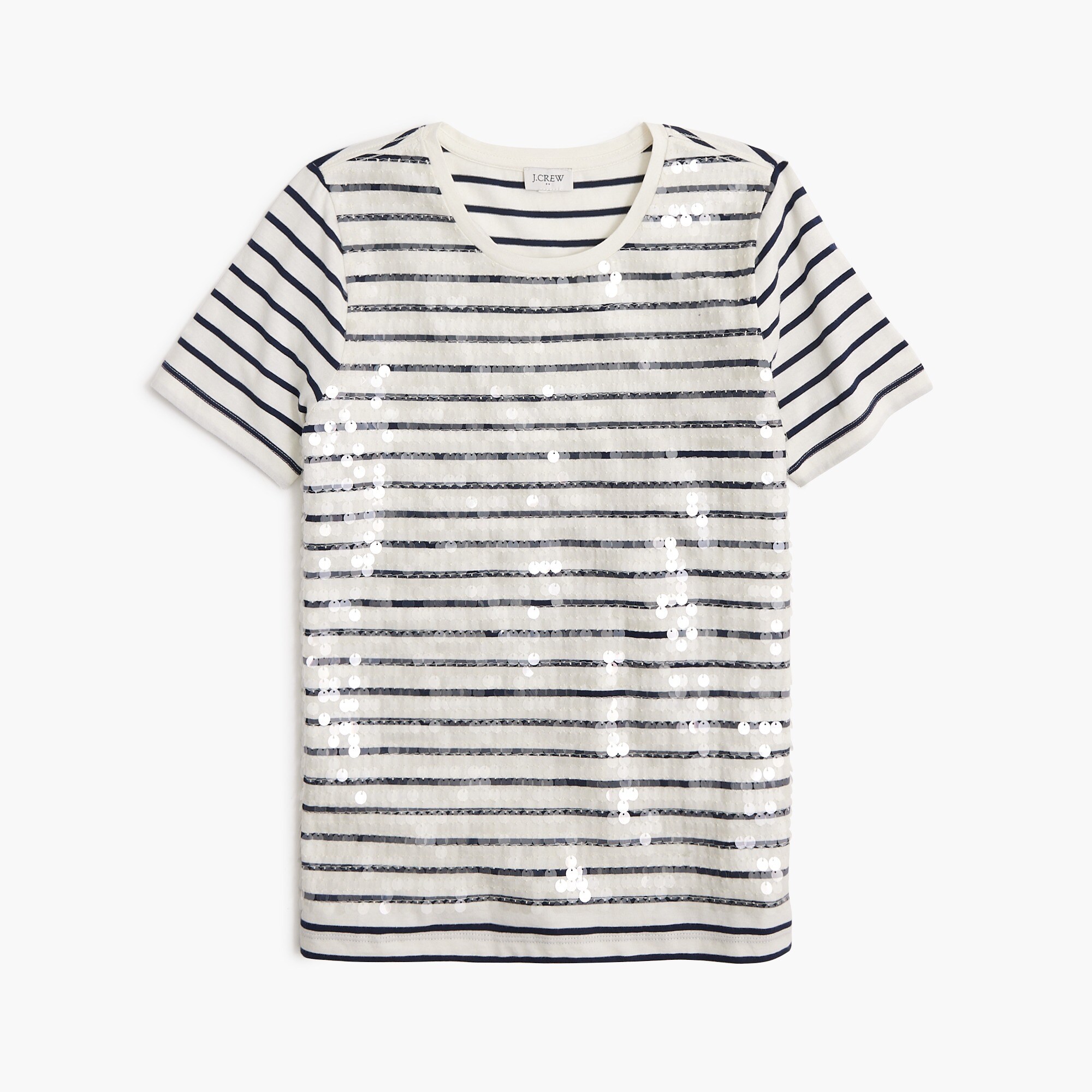 striped sequin-embellished tee for women