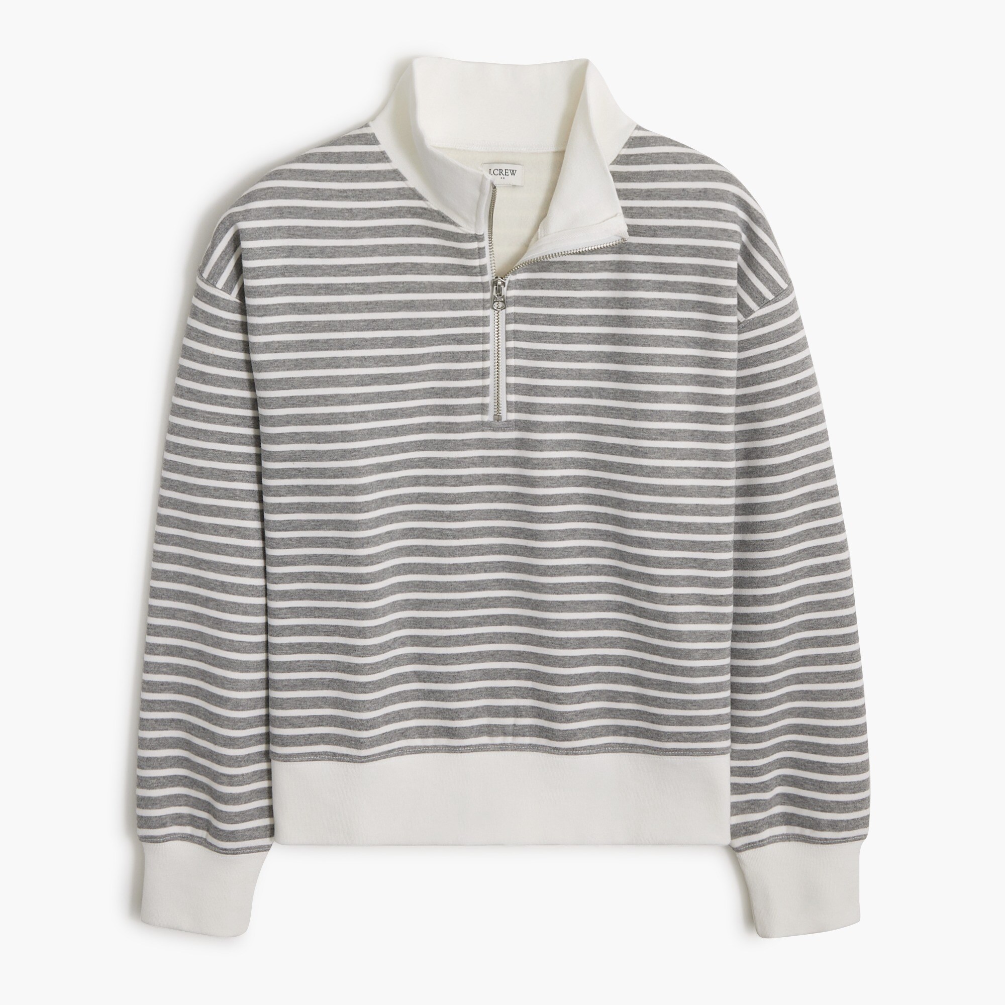 factory: striped half-zip sweatshirt for women