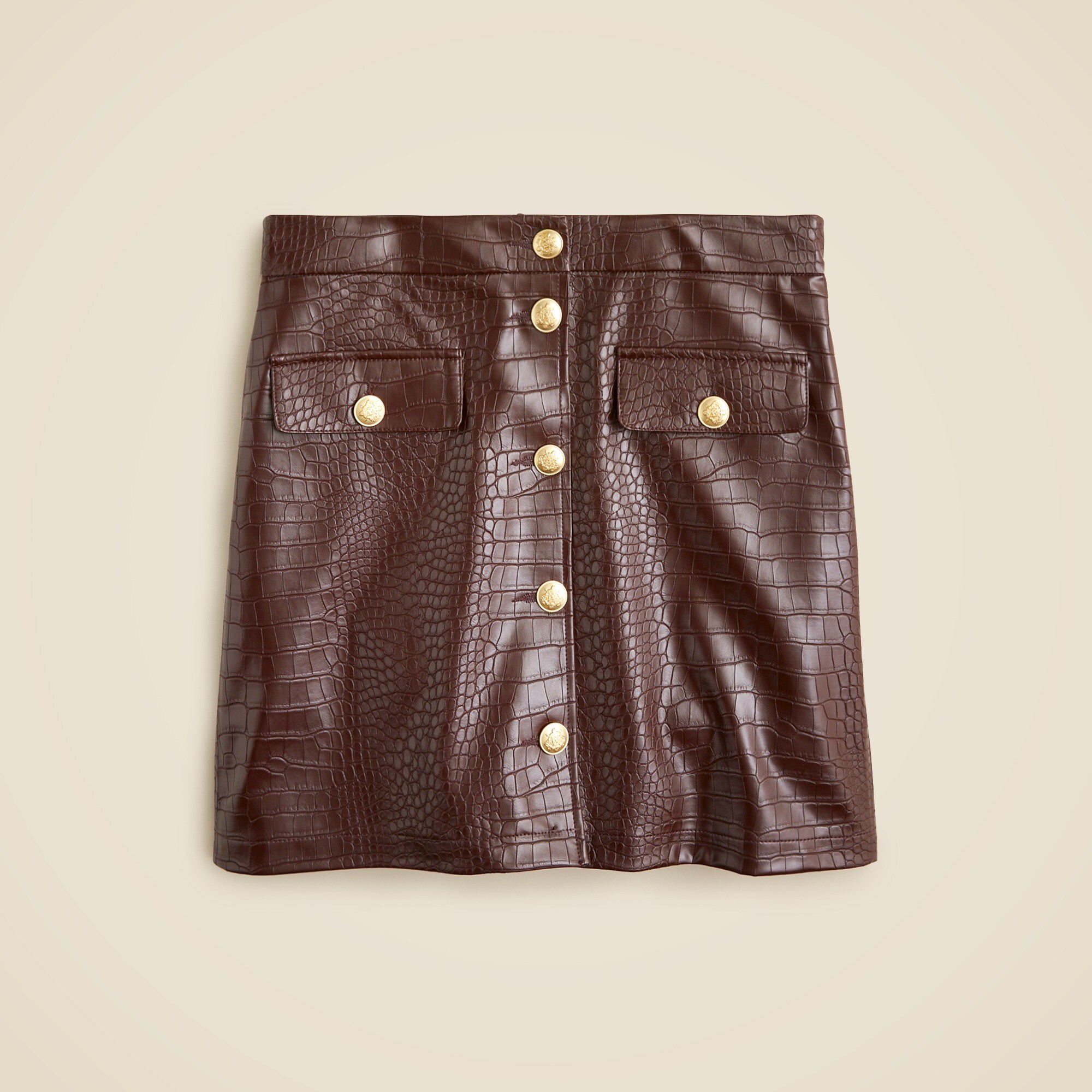 Collection mini skirt in croc-embellished faux leather