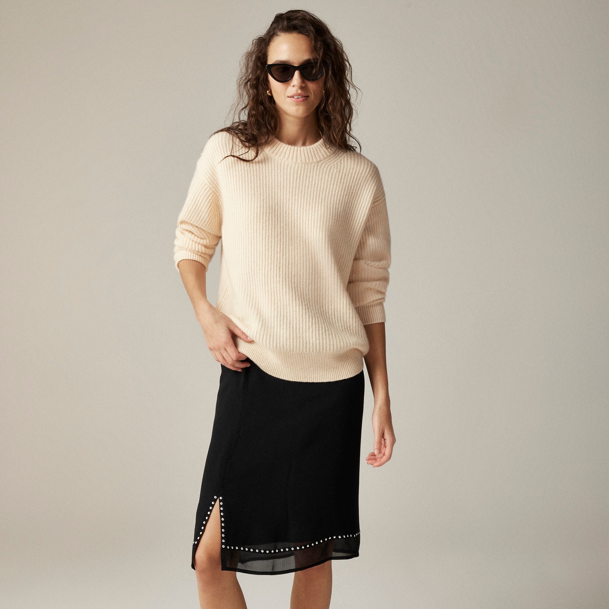  Ribbed cashmere oversized sweater