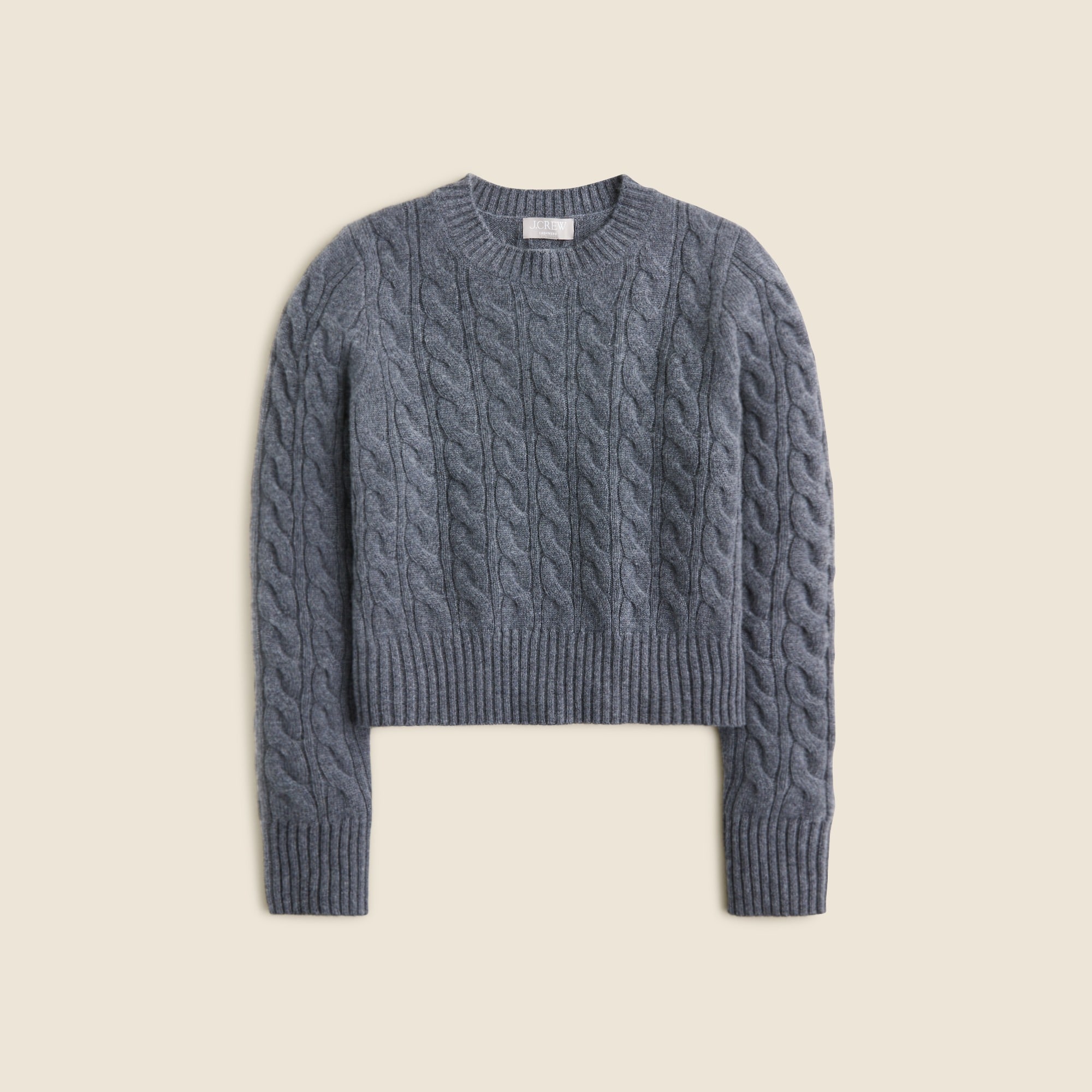 J.Crew: Cashmere Shrunken Cable-knit Crewneck Sweater For Women J.Crew: Cashmere Shrunken Cable-knit Crewneck Sweater For Women