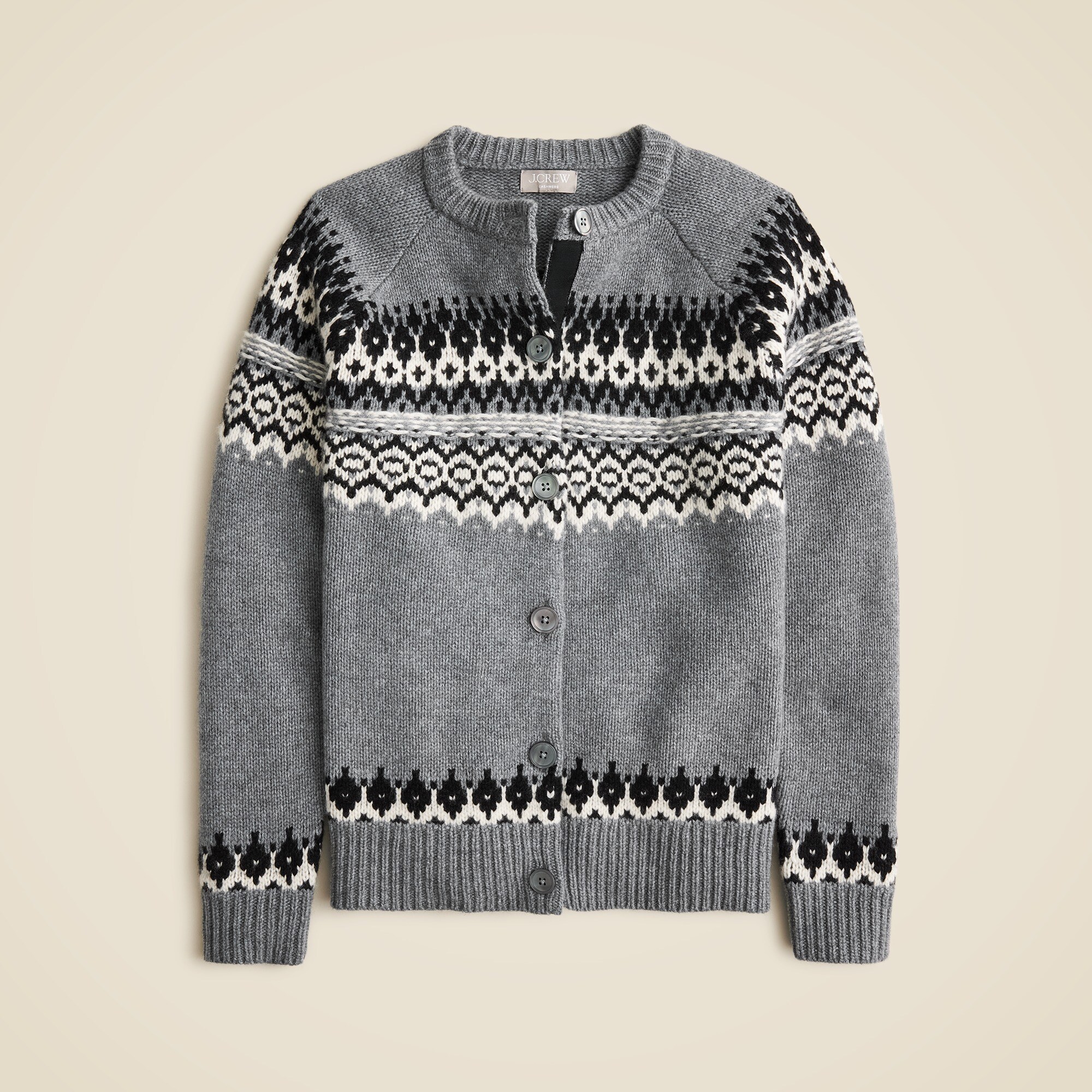 Cashmere relaxed Fair Isle cardigan sweater