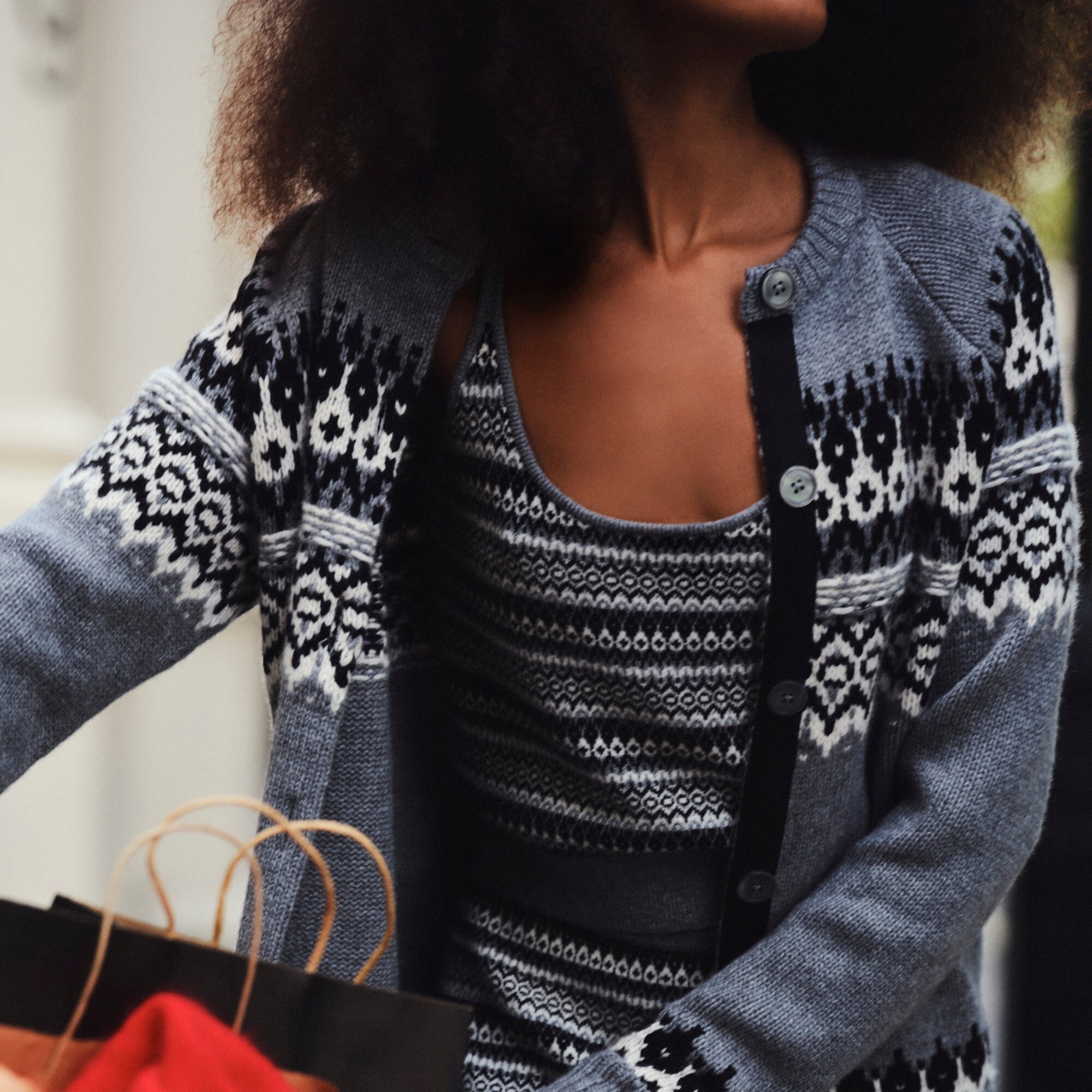 Cashmere relaxed Fair Isle cardigan sweater