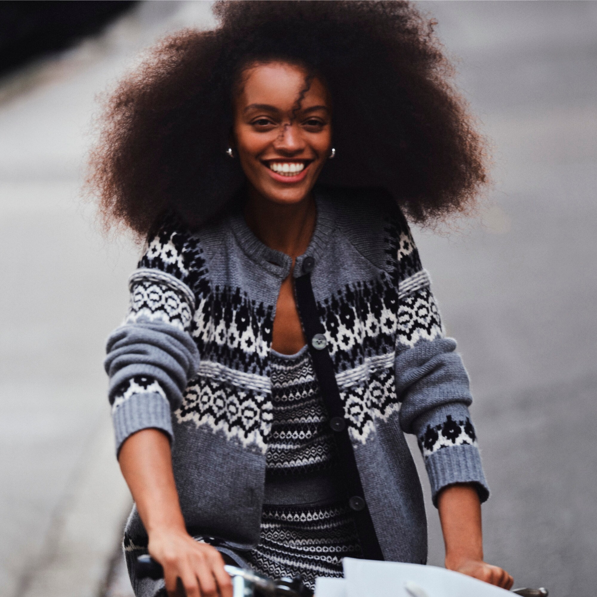Cashmere relaxed Fair Isle cardigan sweater