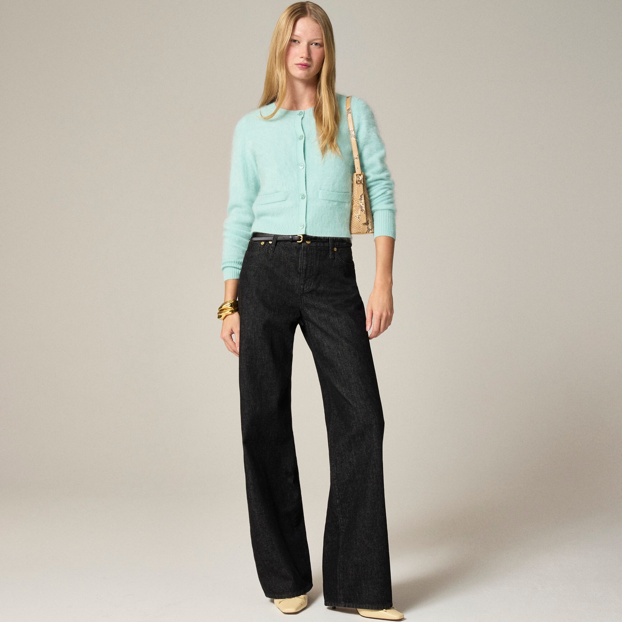  Brushed cashmere cropped cardigan
