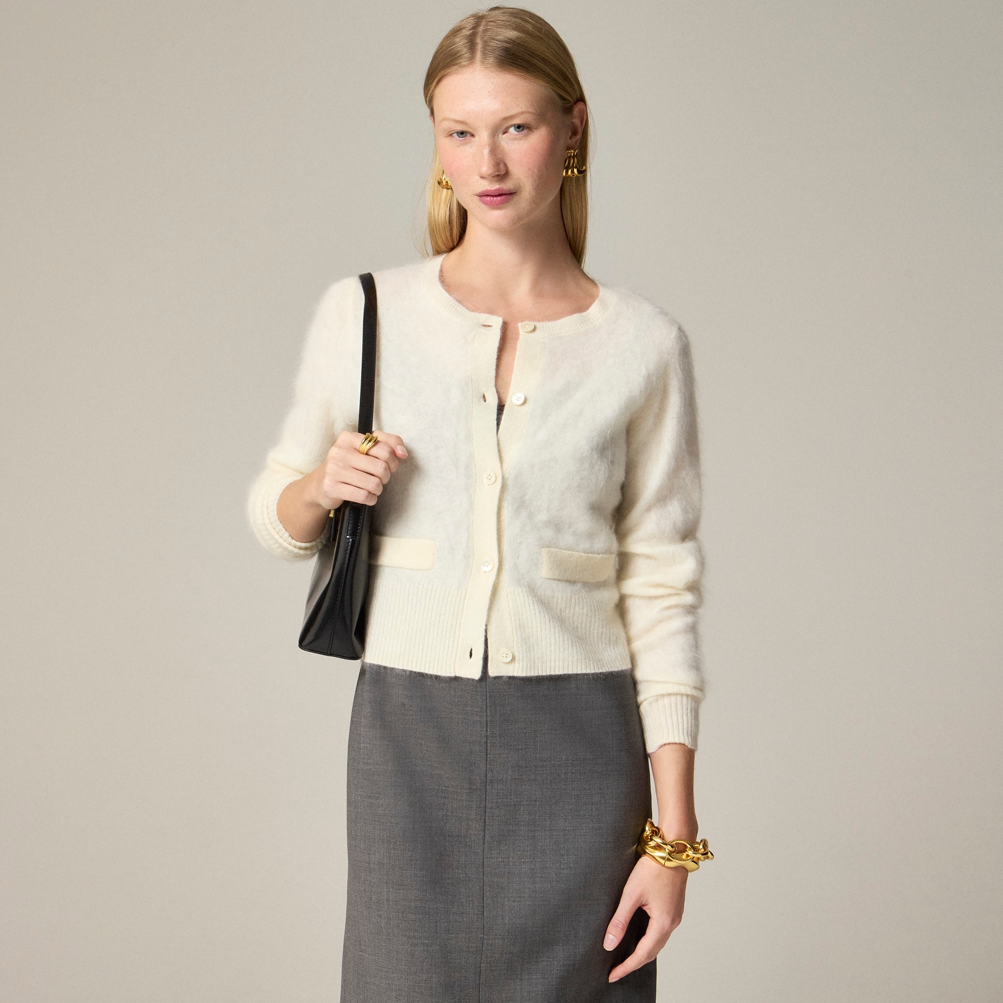 Brushed cashmere cropped cardigan