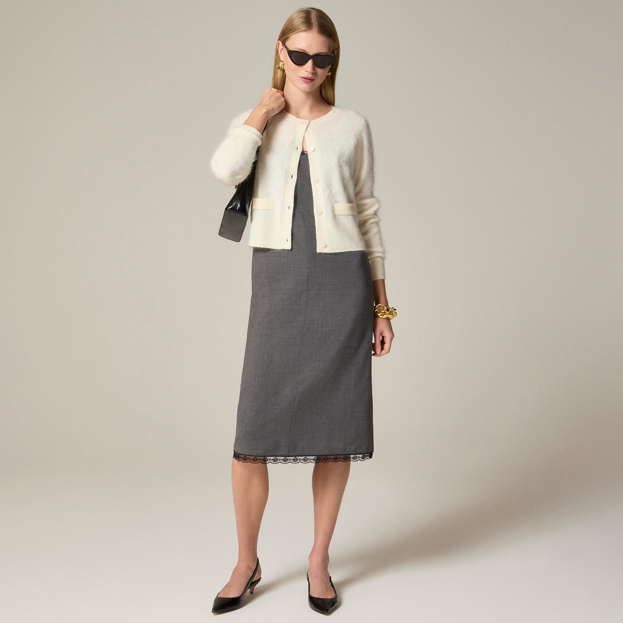 Brushed cashmere cropped cardigan