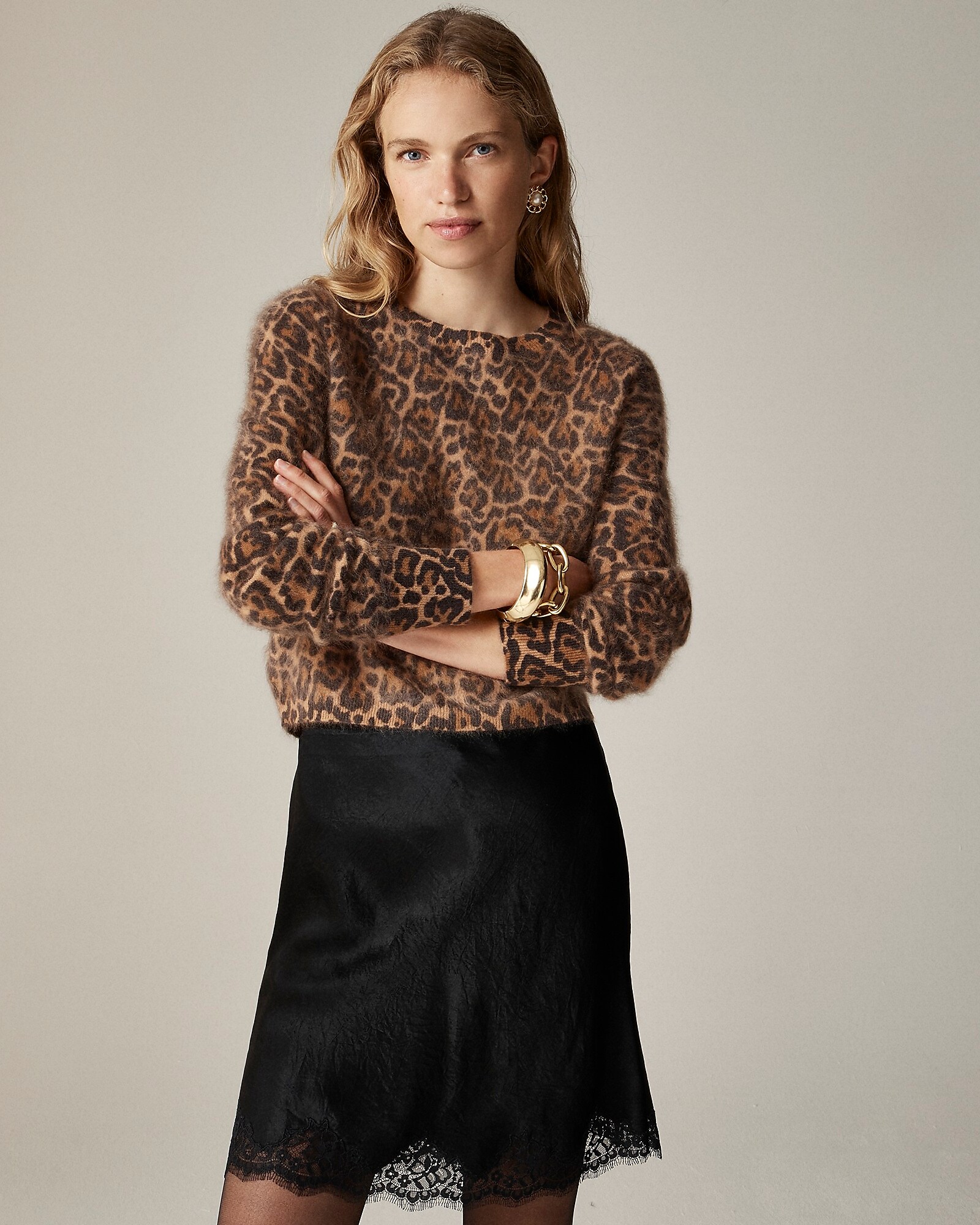 J.Crew: Brushed Cashmere Shrunken Crewneck Sweater In J.Crew: Brushed Cashmere Shrunken Crewneck Sweater In